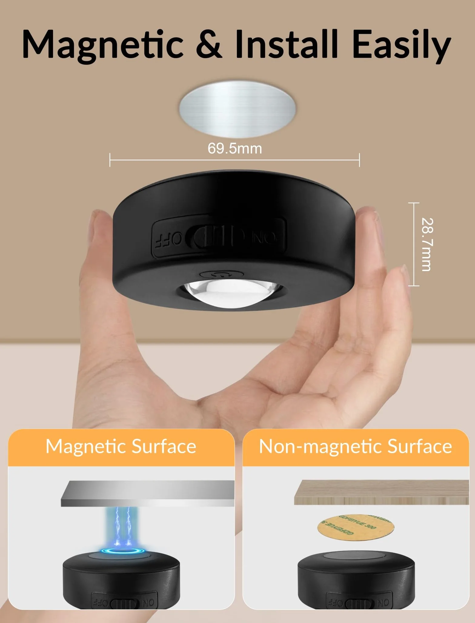 MERTTURM Unterbauleuchte LED z Funkcją Zmiany Koloru, 3 Temperatury Barwowe & RGB LED Spoty, Regulacja Jasności, Ładowanie USB, Akumulator, Magnetyczna Instalacja, Oświetlenie do Szafek i Witryn, 3pcs