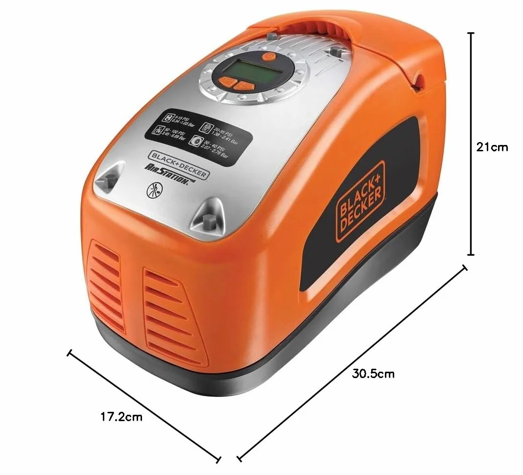 BLACK+DECKER ASI300 Wielofunkcyjny kompresor sprężarka 12V 230V 11 Bar