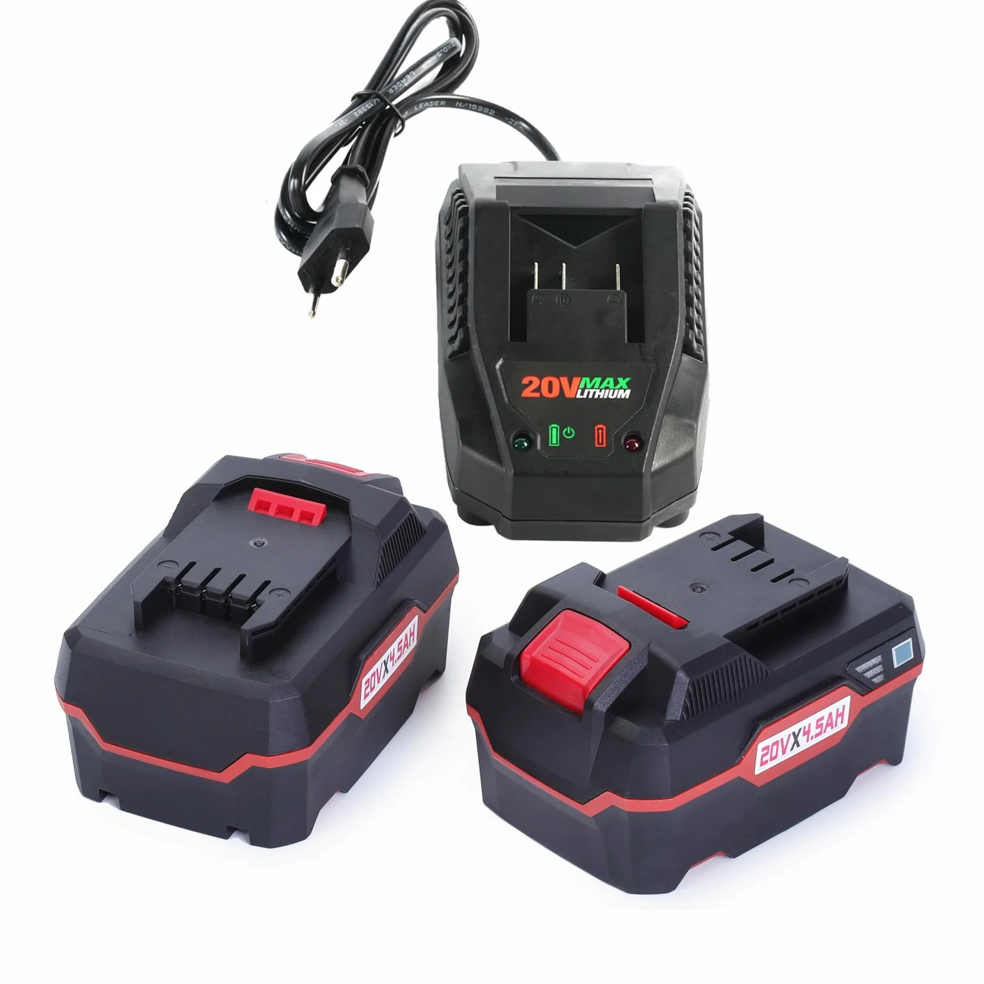 2 x 4.5Ah Li-Ion akumulator i 1 x 2.4A szybka ładowarka kompatybilna z Parkside 20v bezprzewodowymi narzędziami elektrycznymi