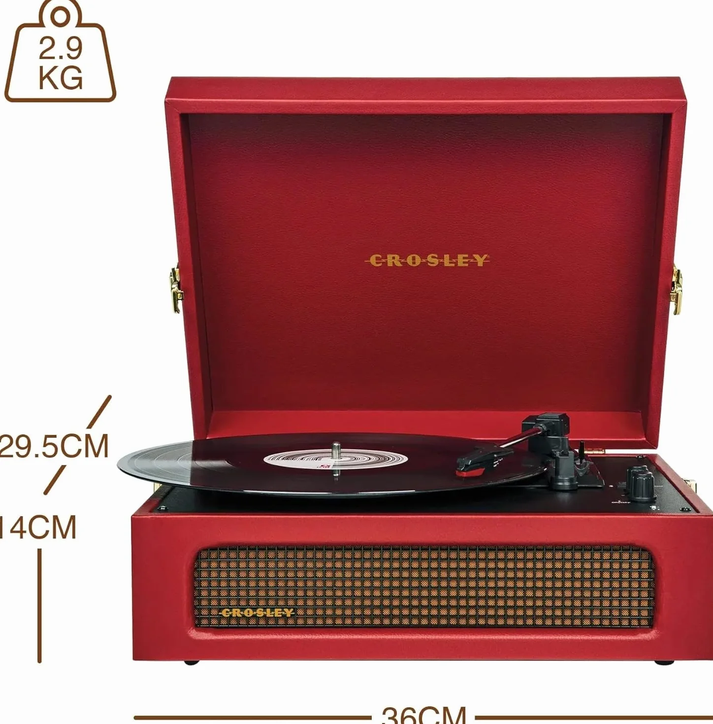 Crosley Voyager - Burgunderrot, CR8017B-BUR4, rozmiar uniwersalny, czerwony burgund