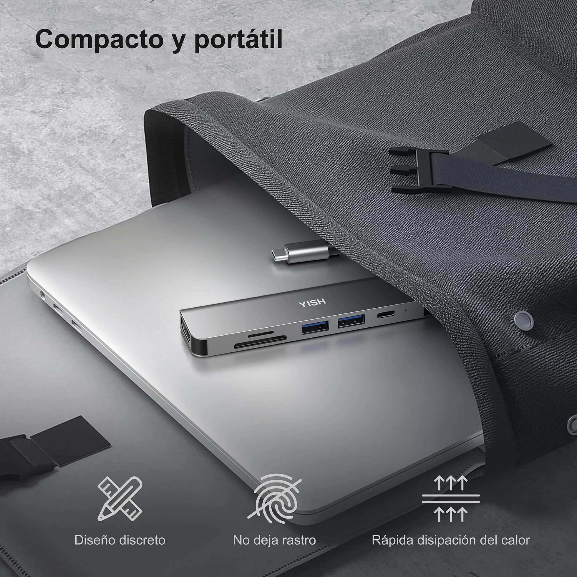 YISH Hub USB C 6 w 1 stacja dokująca koncentrator USB 3.0 PD100W 4K HDMI 2 x USB A czytnik kart SD/TF