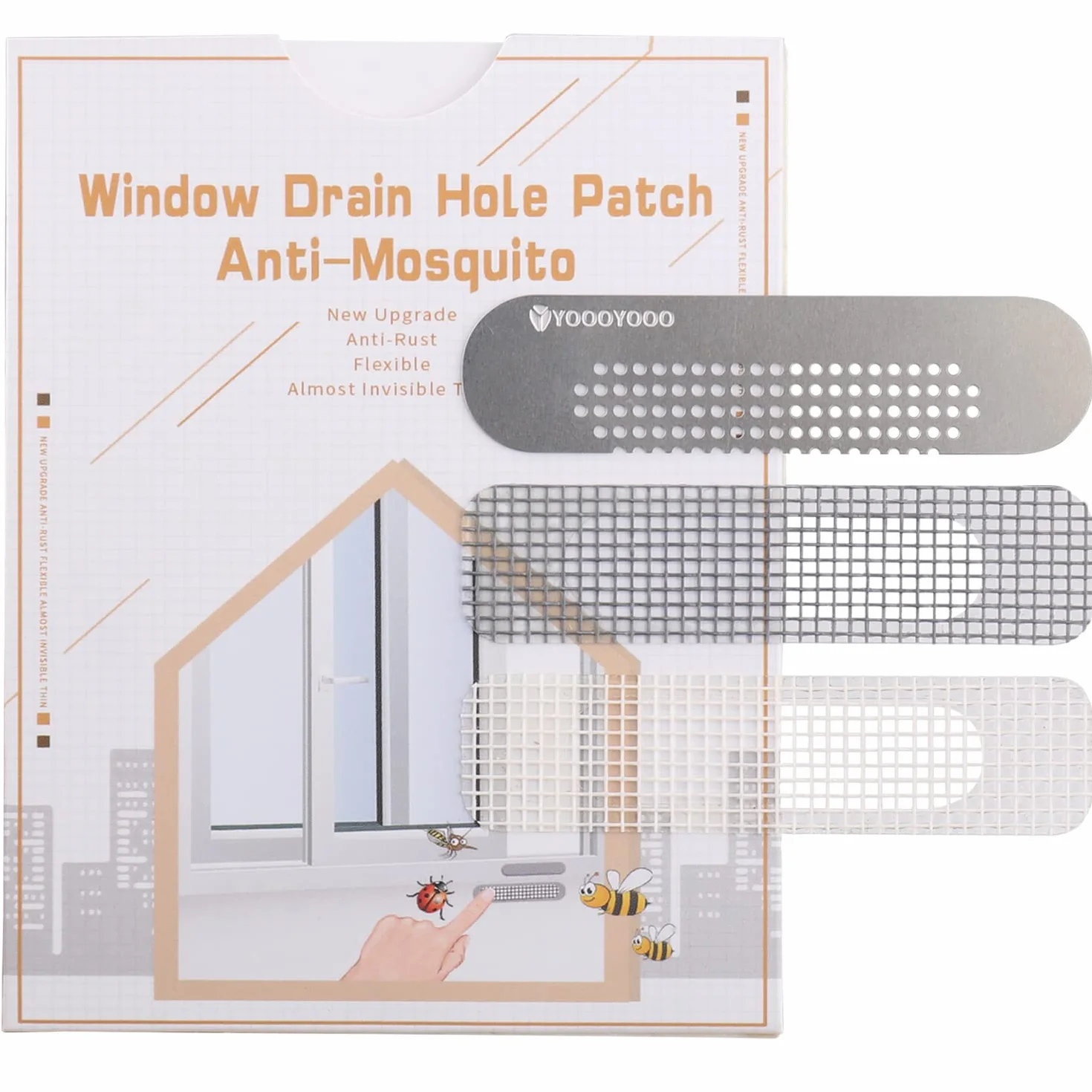 Okno Weep Hole Screen Patch Strong Sticky Wodoodporny Odporny na słońce Klej PET (50, Plastikowy Biały)
