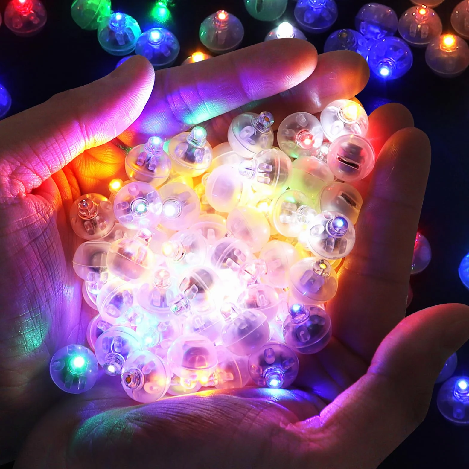100 sztuk mini świetlnych kulek LED, okrągłe balony LED, mini kolorowe lampki balonowe do latarni papierowych, na Boże Narodzenie, urodziny, karnawał, wesele, do ogrodu, baru, klubu.