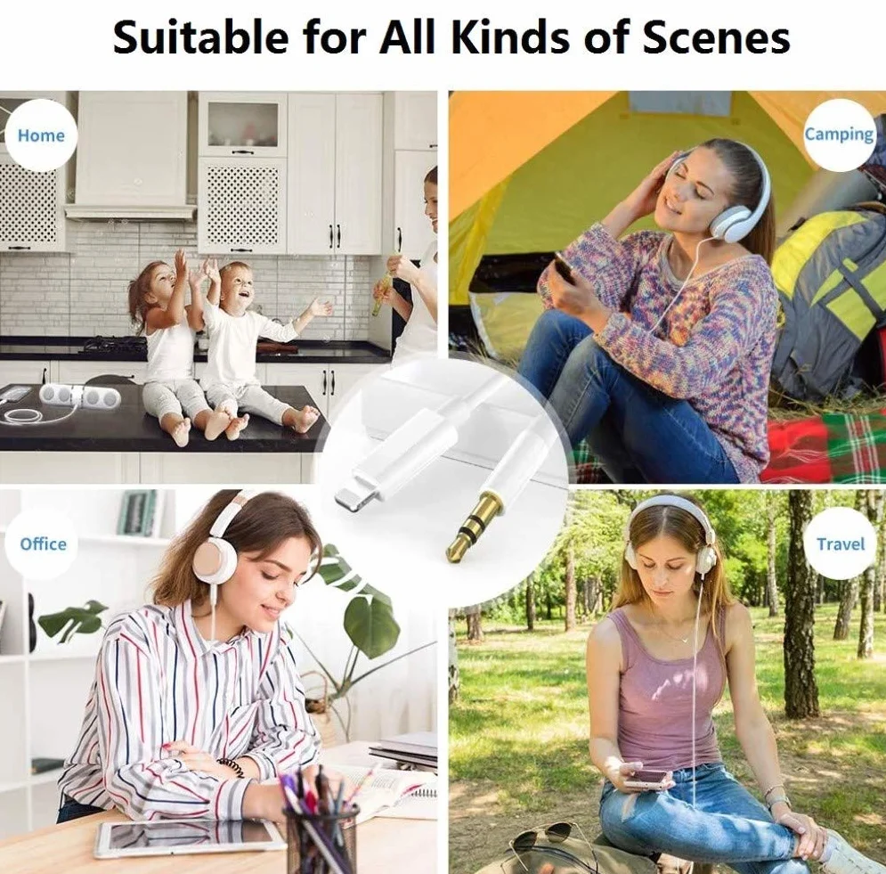 Kabel Aux do iPhone'a w samochodzie,kabel Aux 3,5mm o długości 1,2m do gniazda Lightning do samochodowego zestawu stereo/słuchawek/głośników,kompatybilny z iPad/iPhone14/13/12/11/Pro Max/X/XR/XS/8Plus