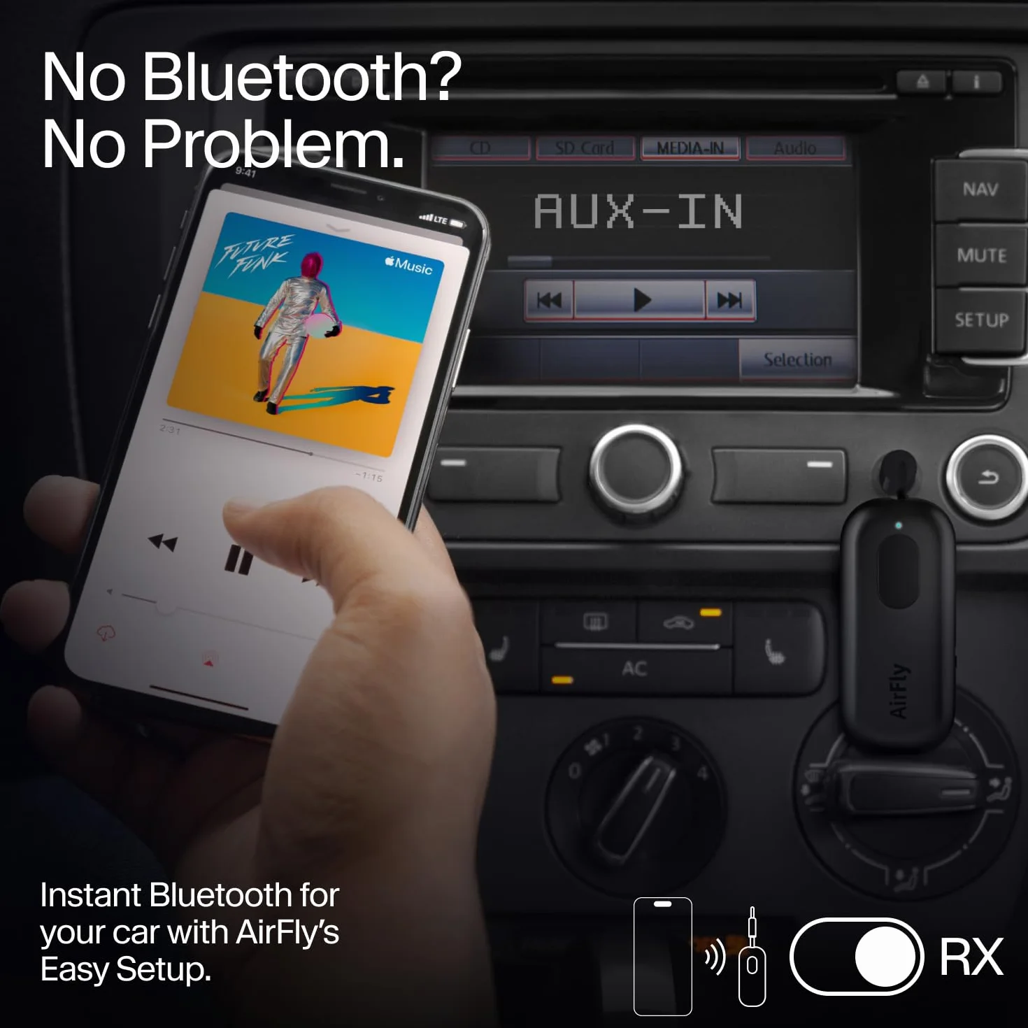 Twelve South AirFly Pro - Bezprzewodowy nadajnik/odbiornik audio Bluetooth do 2 słuchawek AirPods/bezprzewodowych; Użyj z dowolnym złączem audio 3,5 mm, kolor czarny