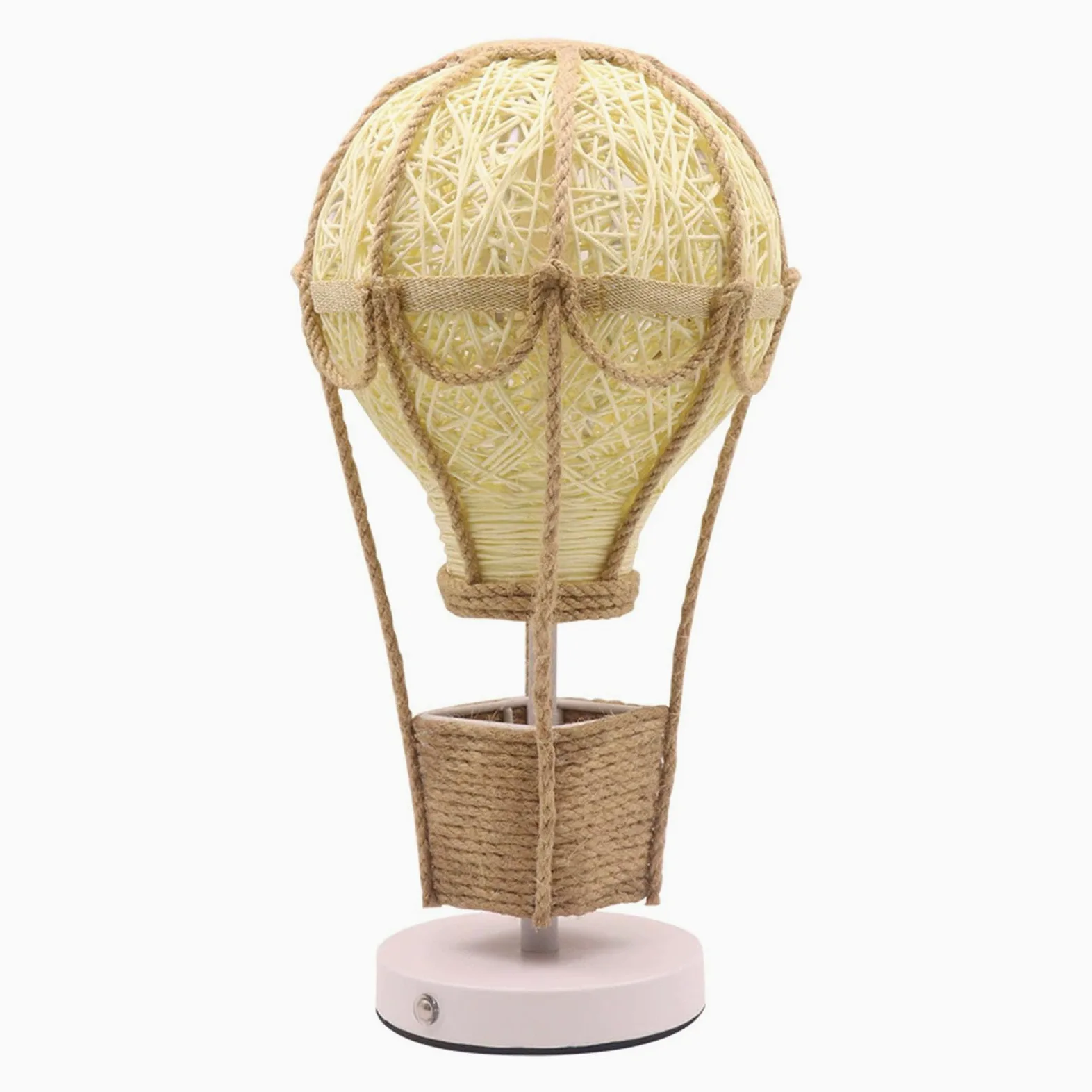 Lampa Kształcie Balonu Ogrzane Powietrze Ręcznie Robiona Imitacji Lnu Dekoracyjna Ciepła Lampa Pokoju Dziecięcego Sypialni Przenośna Lampka Nocna Kształcie Plecionego Kosza Wyjątkowa Serce Lampa Domu