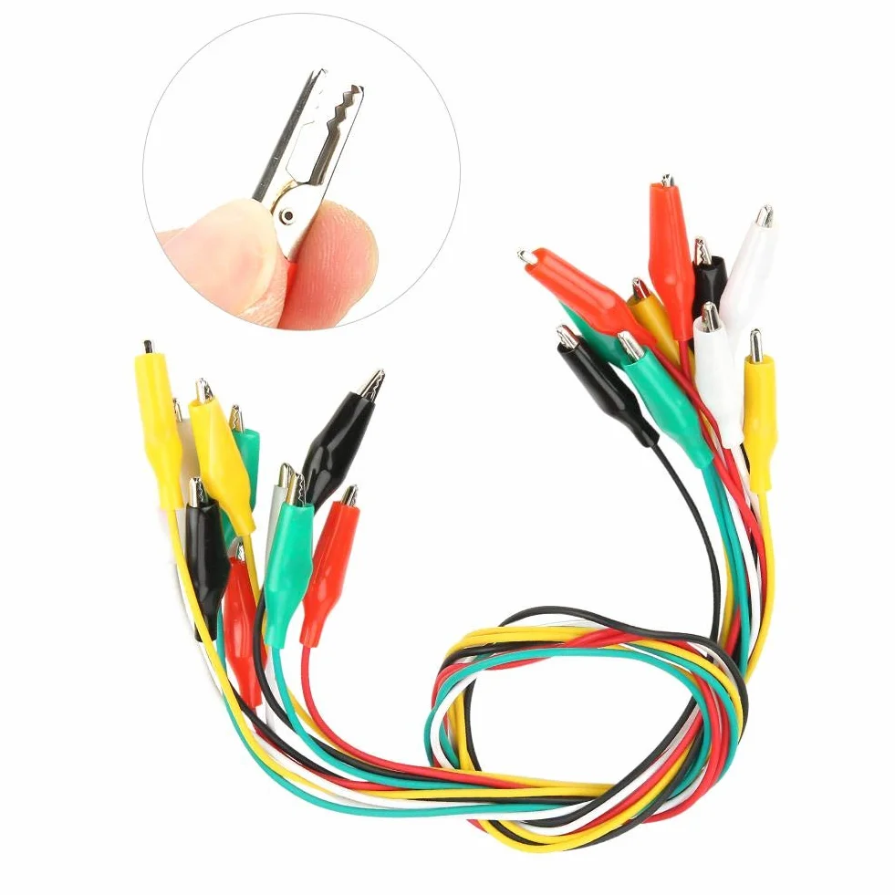 Krokodilklemmen Draht, 10pcs 5 Farben 50cm Doppelseitige Drahtmessleitungen Alligatorclips Set