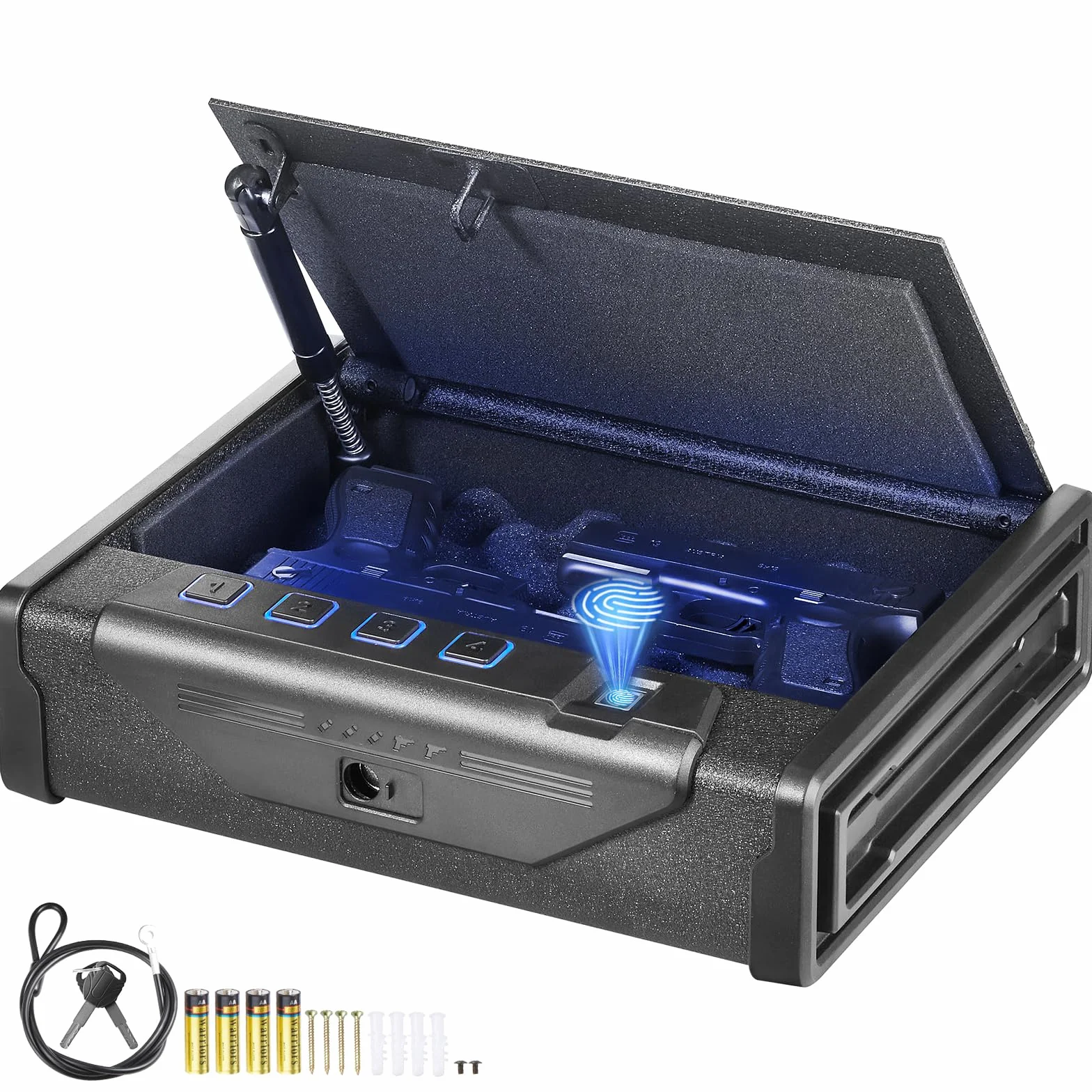 VEVOR Stalowy sejf na broń biometryczny 2 pistolety 28x18x5 cm
