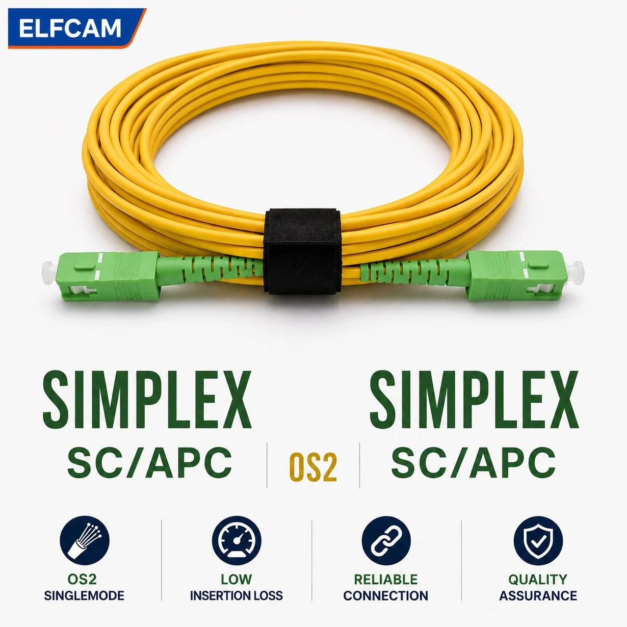 Elfcam 3m Kabel światłowodowy SC/APC do SC/APC dla Orange Livebox SFR La Box Fibre Bouygues Telecom Bbox Mobistar