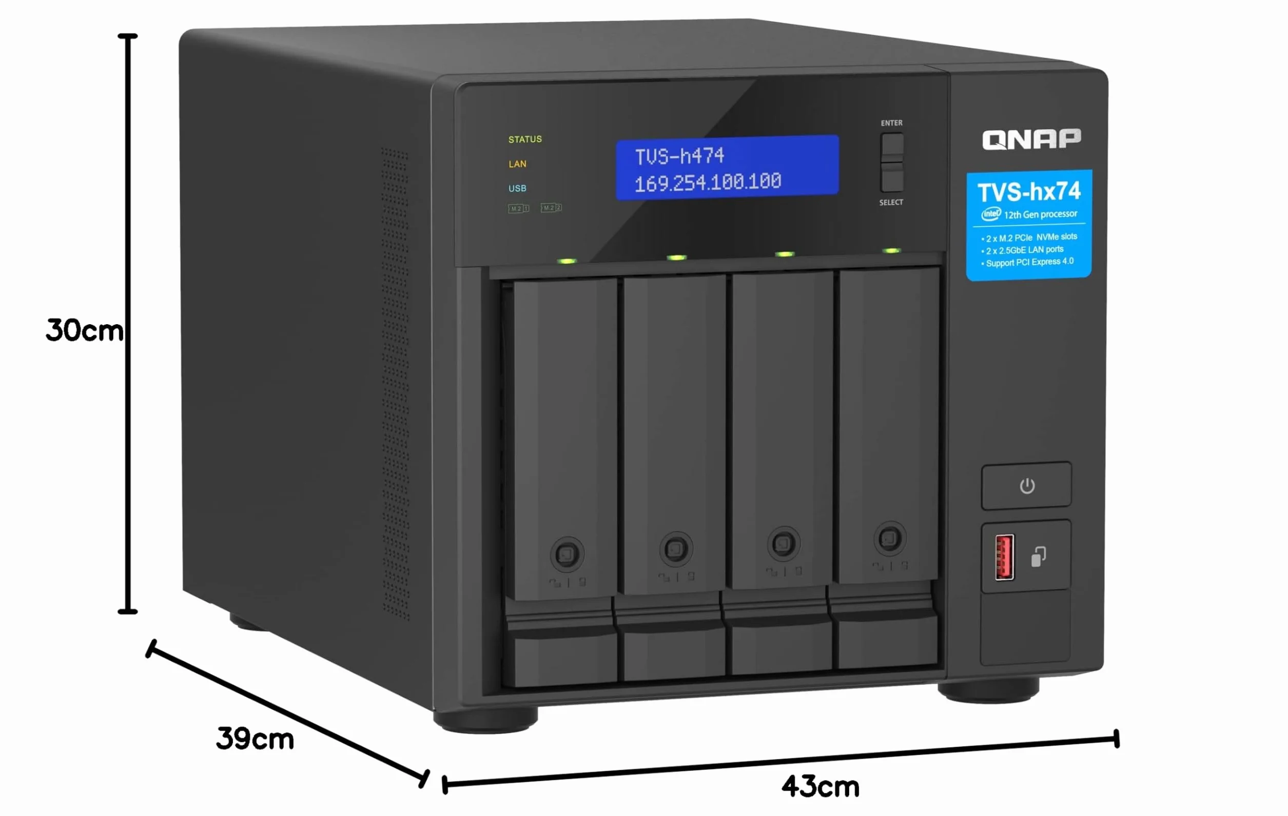 QNAP TVS-h474-PT-8G Intel Pentium Gold G7400 2-rdzeniowy 3,7 GHz 8 GB SODIMM DDR4 Czarny