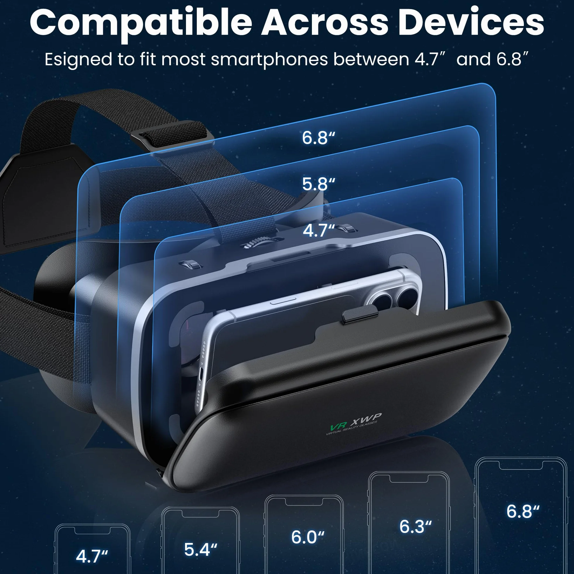 Okulary 3D VR z soczewkami HD antyrefleksyjne do smartfonów iOS Android 4,7-6,8"