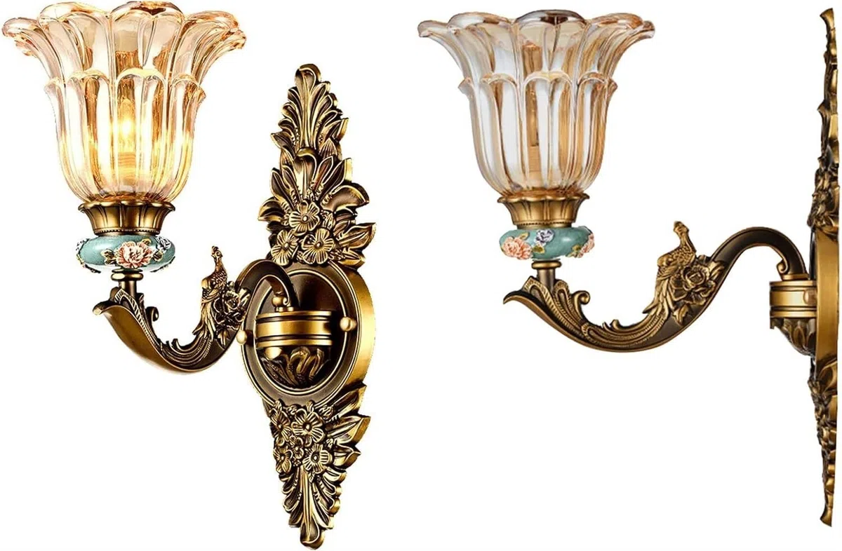 Kinkiety Vintage Mosiężny Kinkiet Ścienny Ze Szklanym Kloszem Wystrój Wnętrz E27 Z Połowy Wieku Oświetlenie Ścienne(1light)
