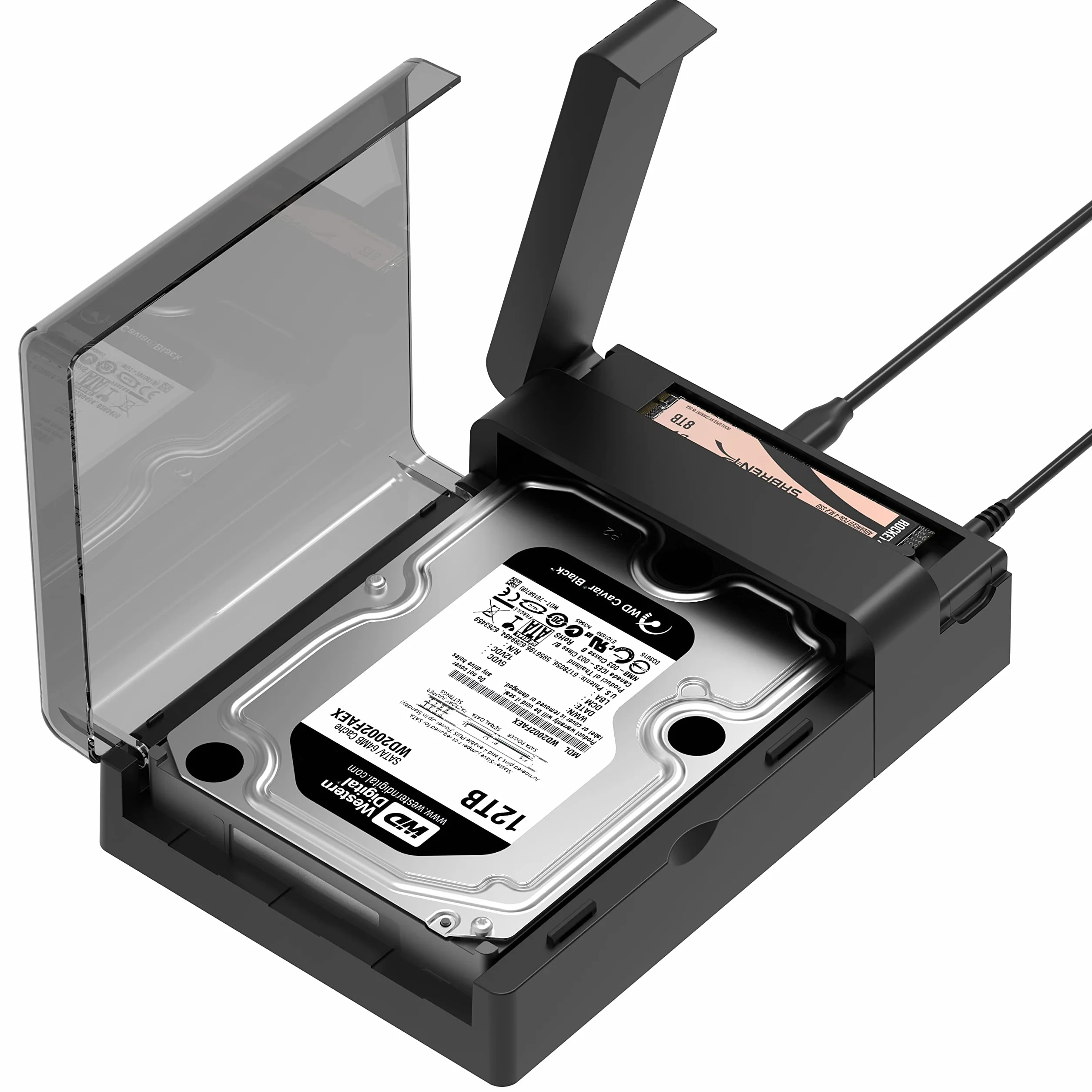 SABRENT M.2 SSD & HDD obudowa dysku twardego, 2,5" 3,5" SATA & M2 NVMe Dock, USB C 10 Gbps z klonowaniem offline (DS-UFNC)