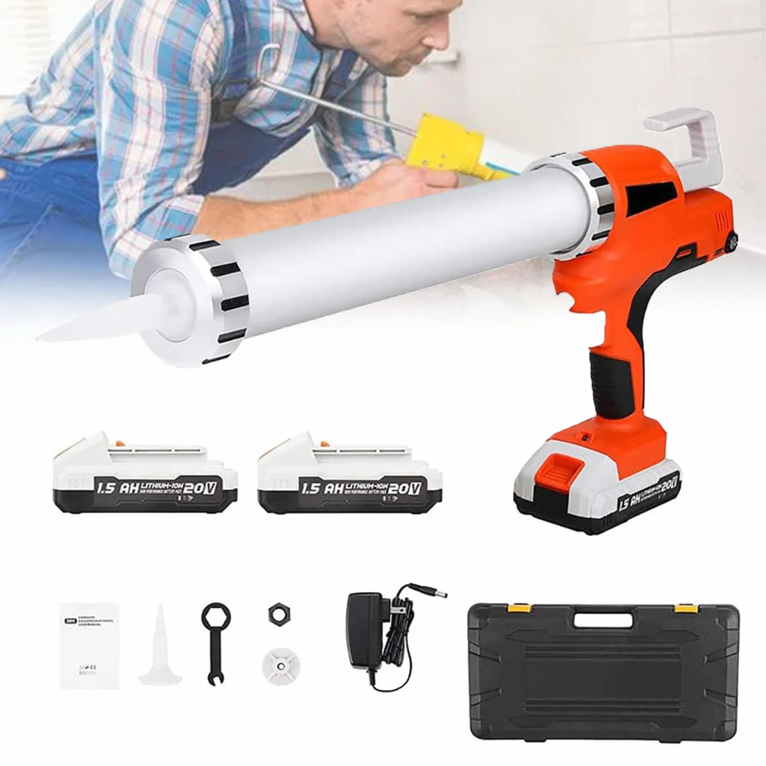 Elektryczny Pistolet Do Uszczelniania, Akumulatorowy Pistolet Do Uszczelniania Kiełbas Z 2 Bateriami Litowymi 21 V, Pistolet Do Klejenia Masy Uszczelniającej Do Uszczelniania, Napełniania I