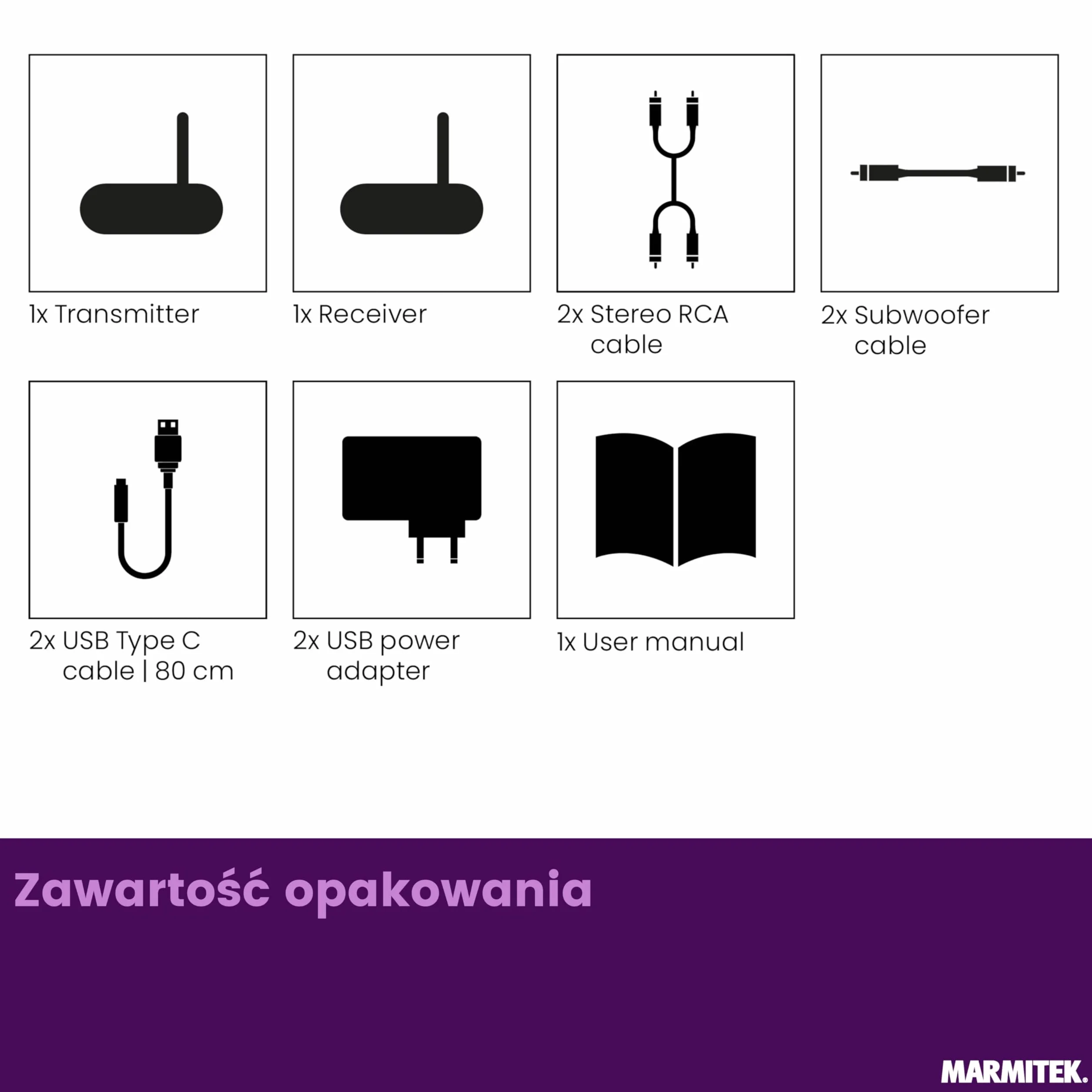 Bezprzewodowy zestaw do subwoofera Marmitek WS400 - Bas bez kabli - Cyfrowa transmisja 2,4 GHz RCA/LFE nadajnik odbiornik - Niska latencja - kino domowe | Bezprzewodowy aktywny subwoofer – podłączenie przez LFE lub RCA, Plug & Play, transmisja bez zakłóce