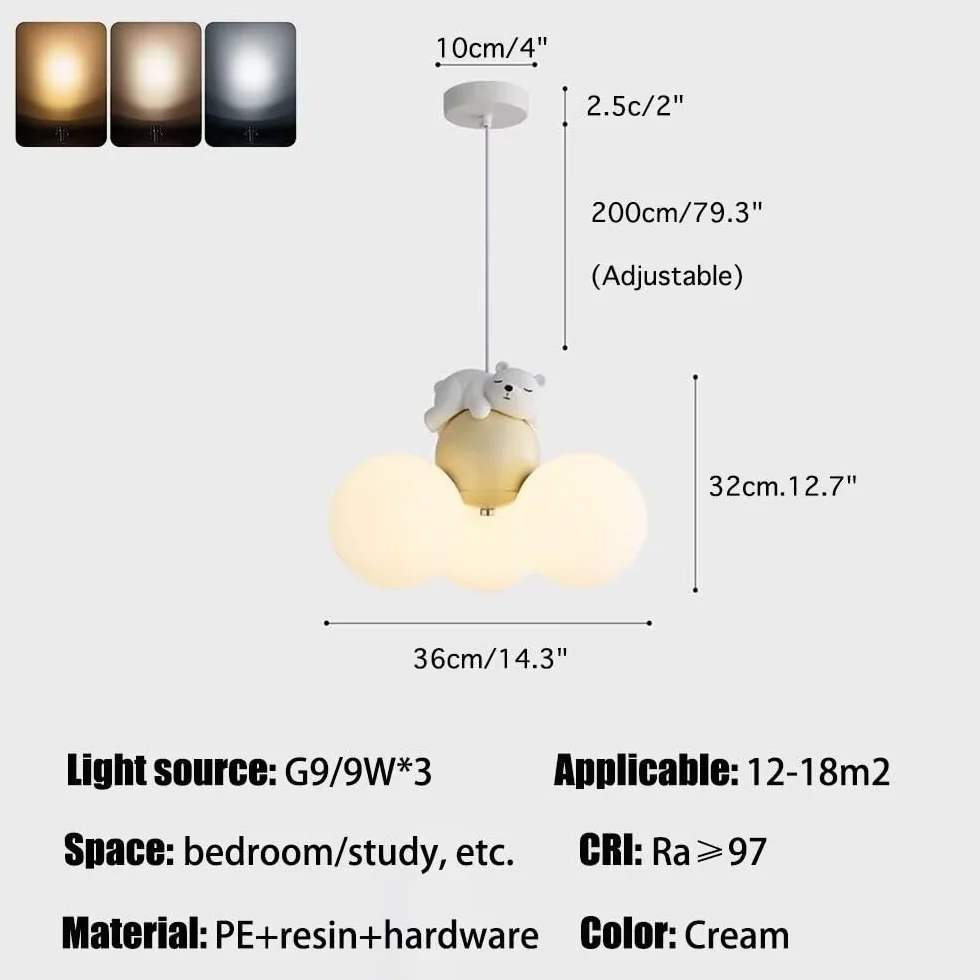 Lampa wisząca LED kreskówka balon śpiący niedźwiedź żyrandol sufitowy do pokoju dziecięcego