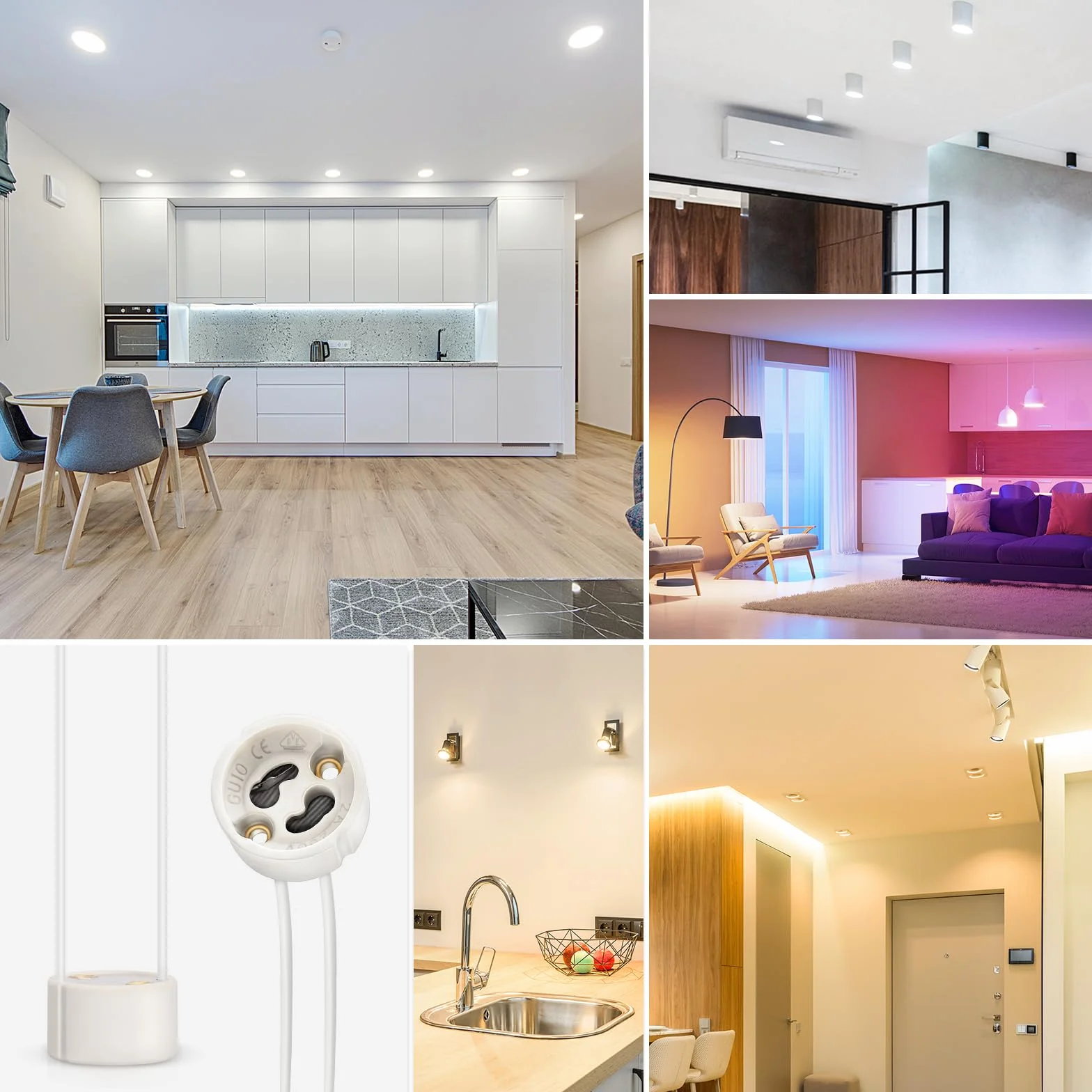 DiCUNO GU10 uchwyt lampy 0,75 mm² drut silikonowy złącze GU10 ceramiczna podstawa do LED i halogenów, 250 V, maks. 300 W, 10 sztuk