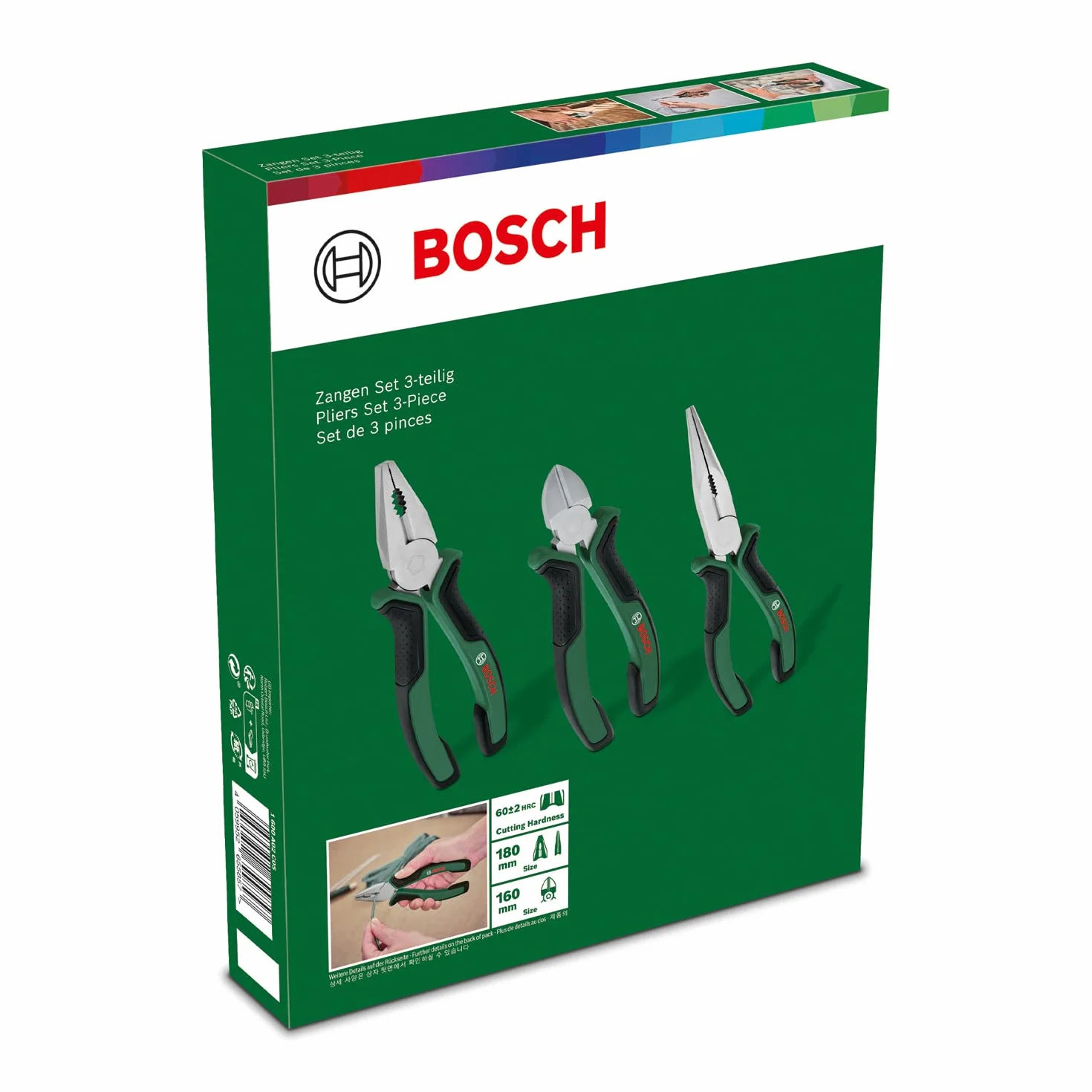Bosch 1600A02C0S Szczypce, Zielony/Czarny, 3 Sztuki
