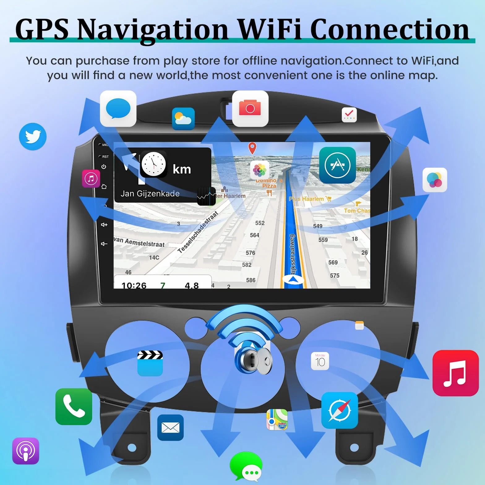 Radio samochodowe 9-calowy Android 13 2+64G do Mazdy 2 2007-2014 Bezprzewodowe Carplay Android Auto WiFi GPS FM RDS Kamera cofania AHD