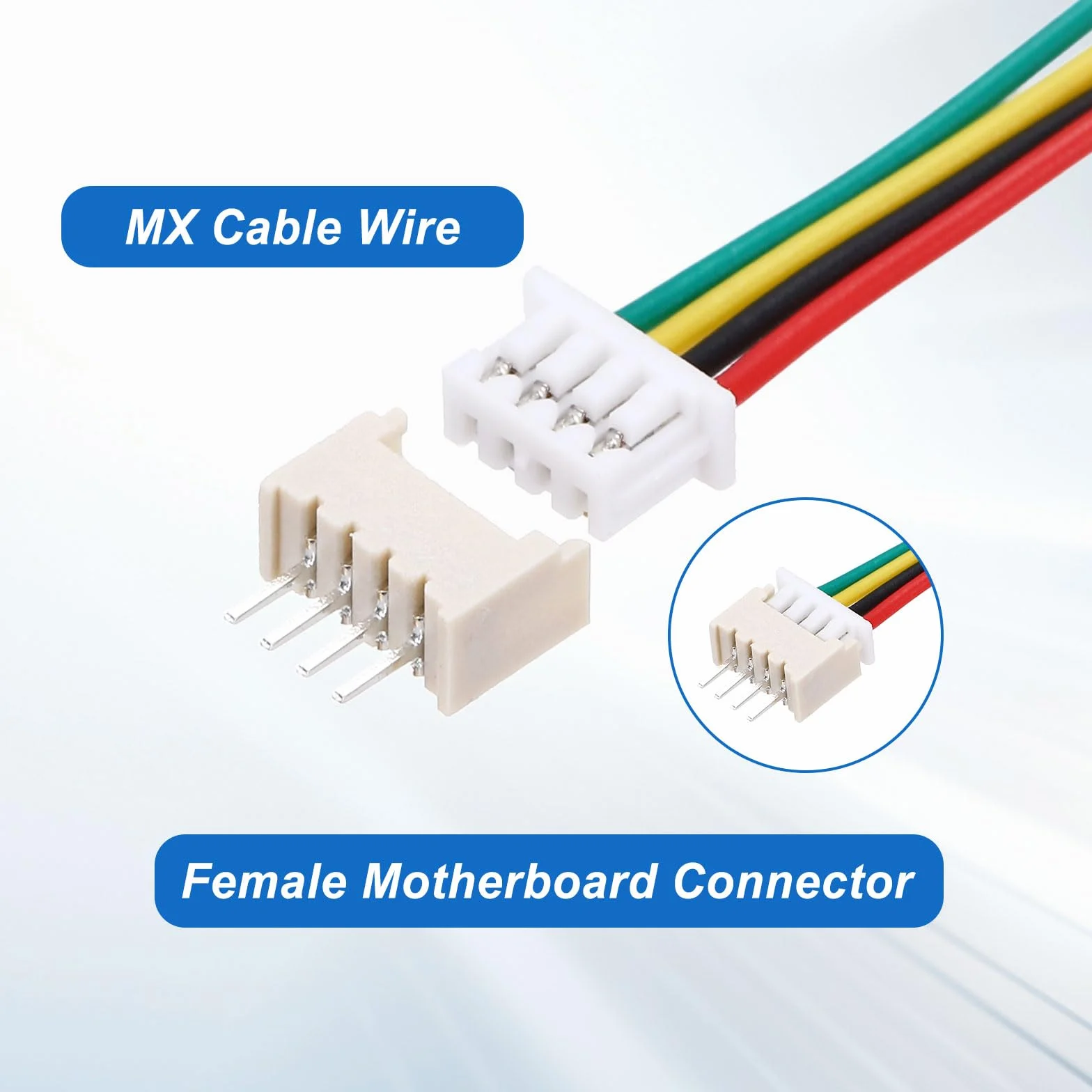 QUARKZMAN 10 sztuk MX 1,25 mm 4-pinowe wtyczki z pojedynczą głowicą z kablem 28 AWG 150 mm i listwą gniazdek do głośników, paski świetlne LED, małe urządzenia