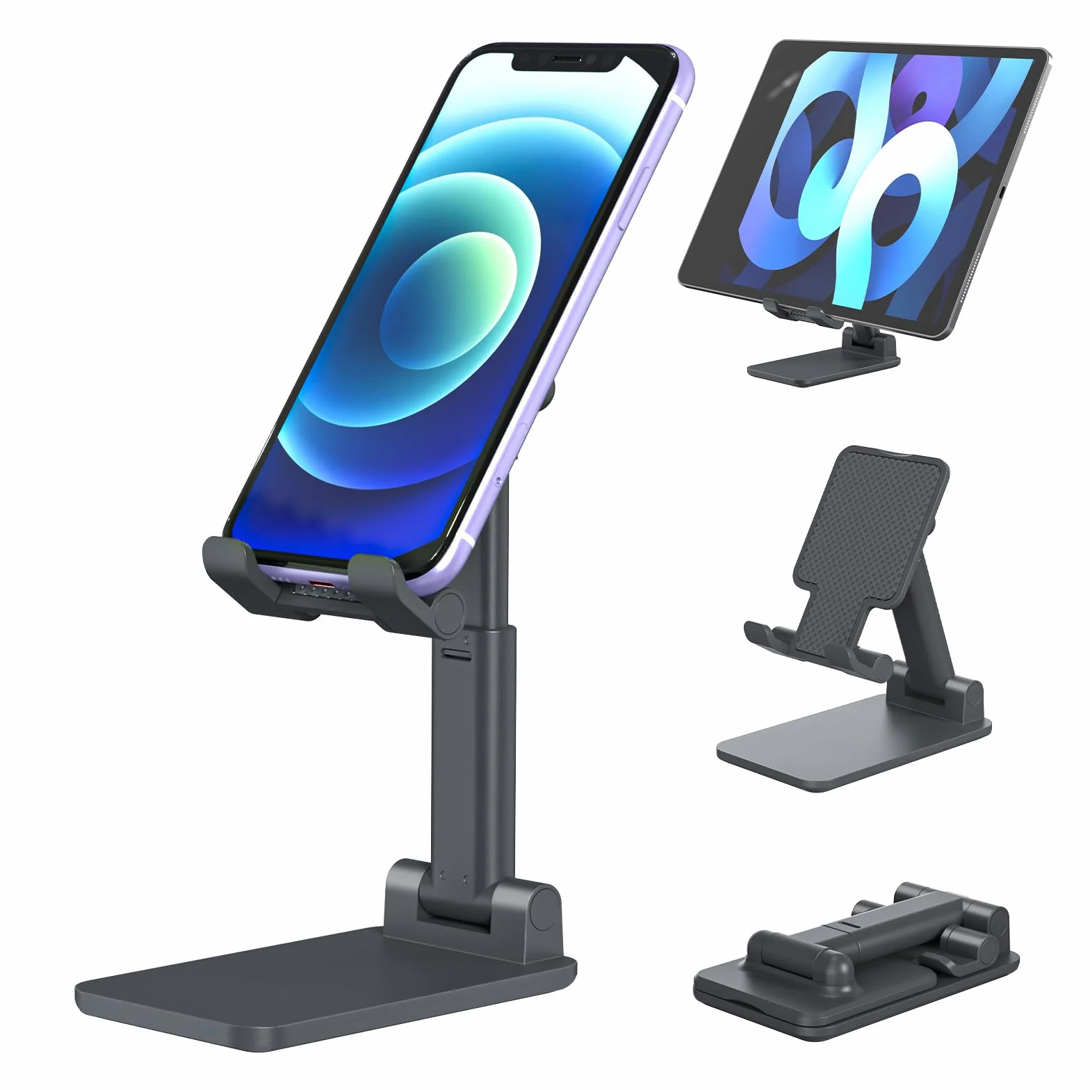 VIKY® Uniwersalny składany uchwyt na telefon komórkowy, wielokątny stojak na telefony i tablety 13-33 cali, antypoślizgowy, regulowany, przenośny, czarny