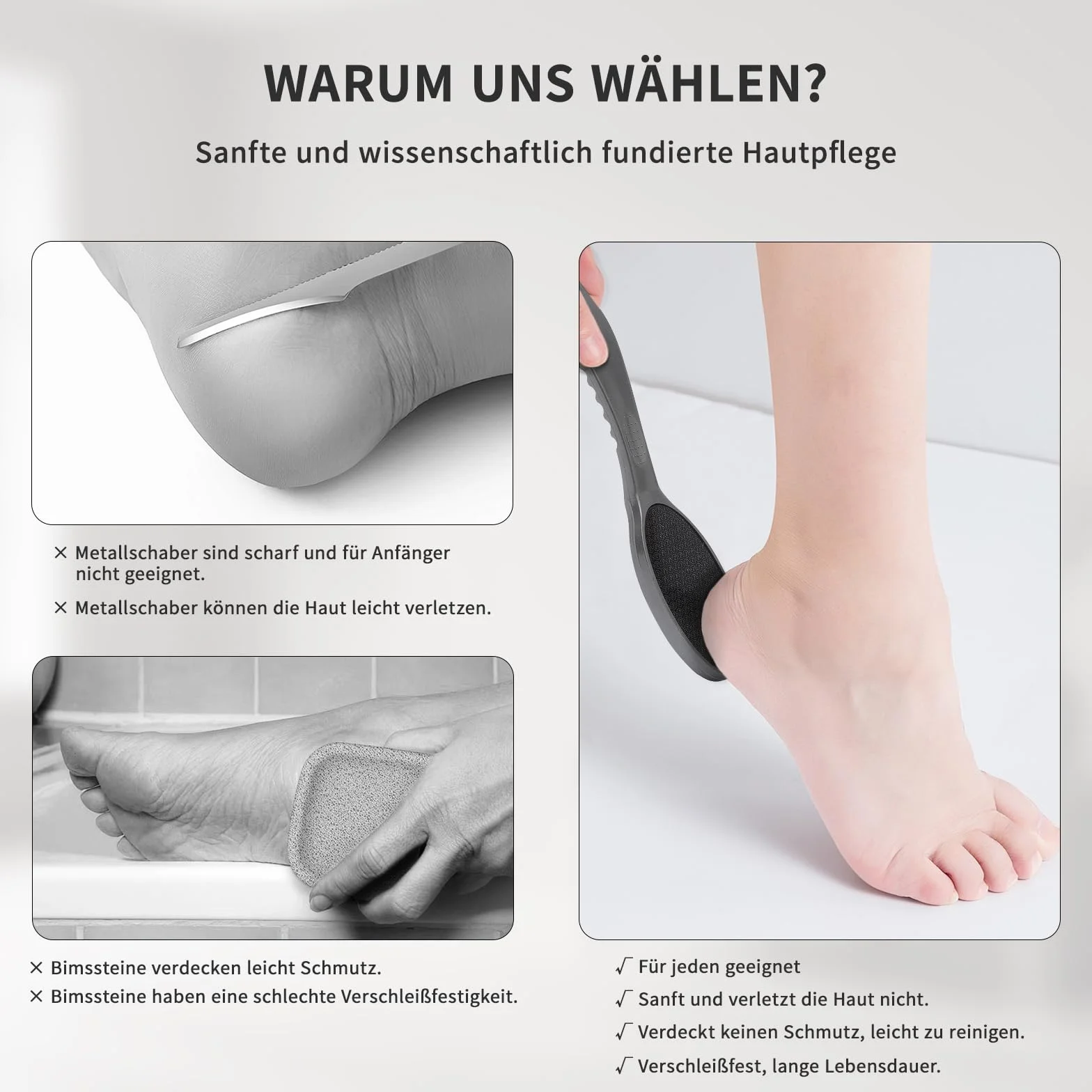 VOSSOT 2 sztuki nano szkła do usuwania zrogowaciałego naskórka, skuteczny, delikatny pilnik do stóp z długim uchwytem, pedicure, pielęgnacja stóp, pielęgnacja stóp, usuwanie zrogowaciałego naskórka, z