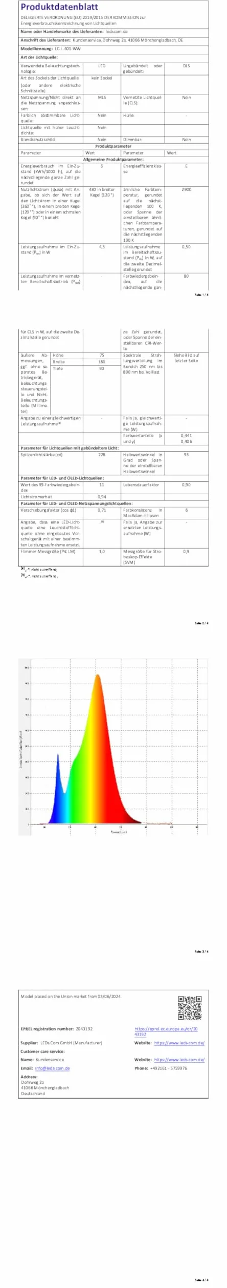 ledscom.de Gniazdo ścienne WAST do zastosowań zewnętrznych, IP44, 2-krotne, czarne, z downlightem LED, 430 lm, ciepła biel