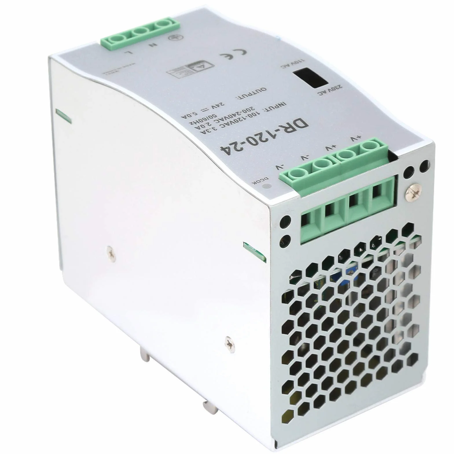 100~240 V 24 V 5 A 35 mm DIN-szynowy zasilacz impulsowy wydajna szyna AC/DC przemysłowa DIN, 120 W, źródło prądu modulacja szerokości impulsów dla przemysłu