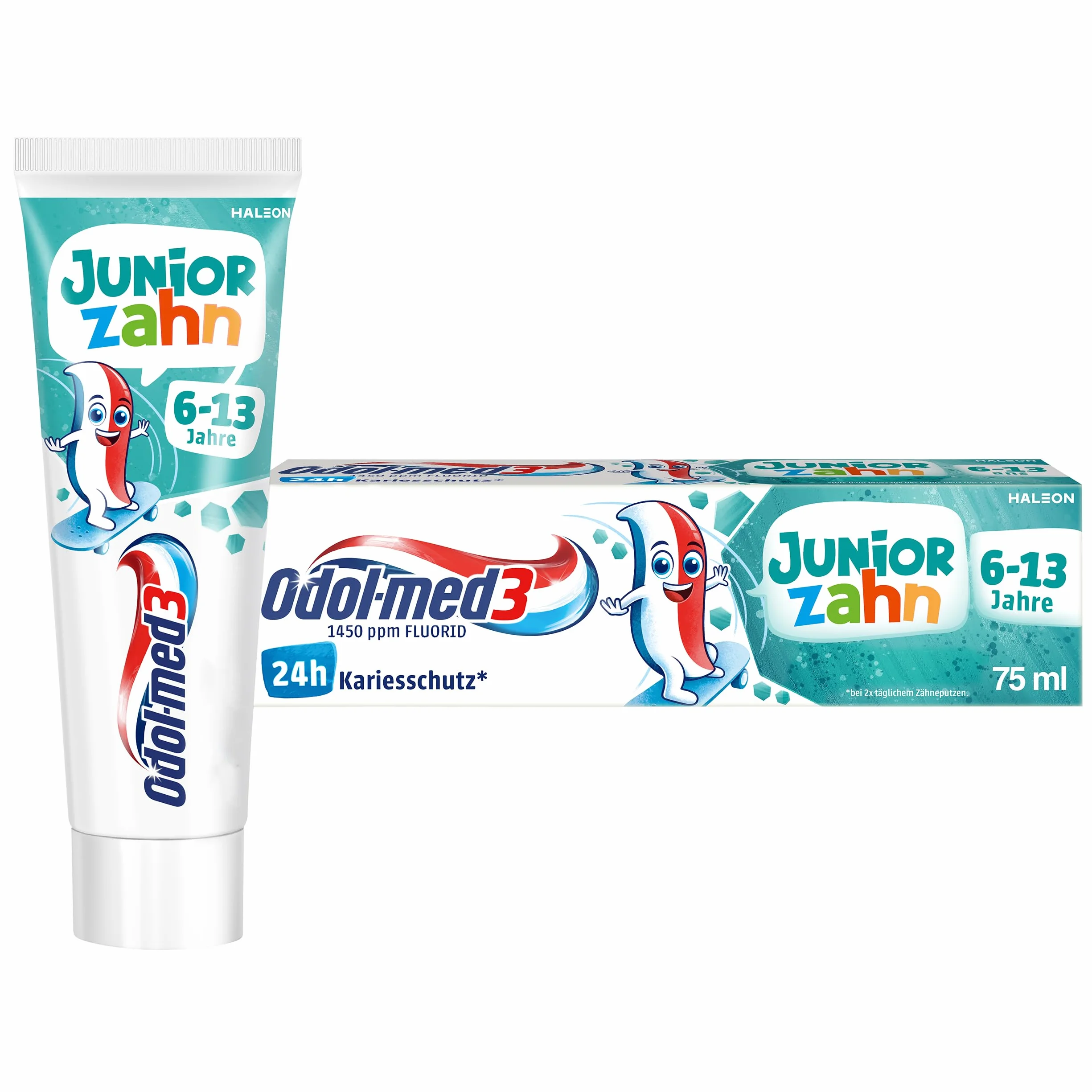 Odol-med3 pasta do zębów juniorskich, pasta do zębów dla dzieci od 6 lat, do ochrony zębów mlecznych i zębów stałych, 75 ml