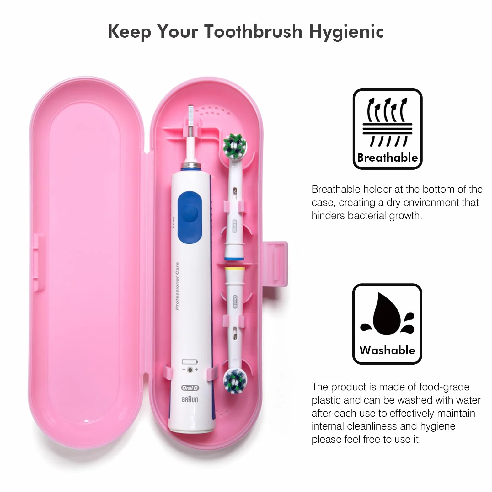 Etui na szczoteczkę do zębów na podróże dla Oral B & Philips Sonicare, Różowy