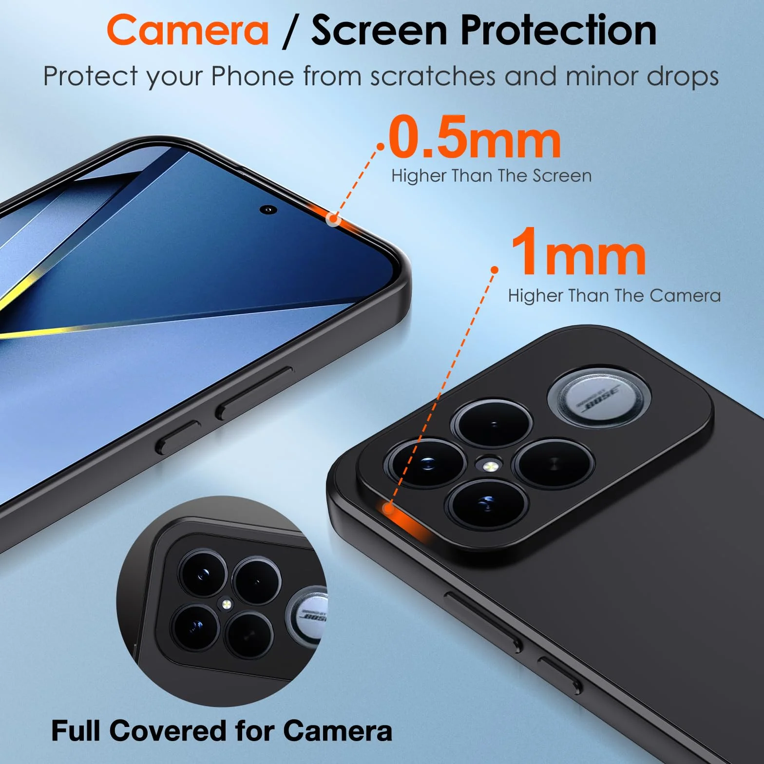 ivoler Matowa czarna obudowa do Xiaomi Poco F8 Ultra 5G, ultracienka silikonowa, odporna na wstrząsy, TPU