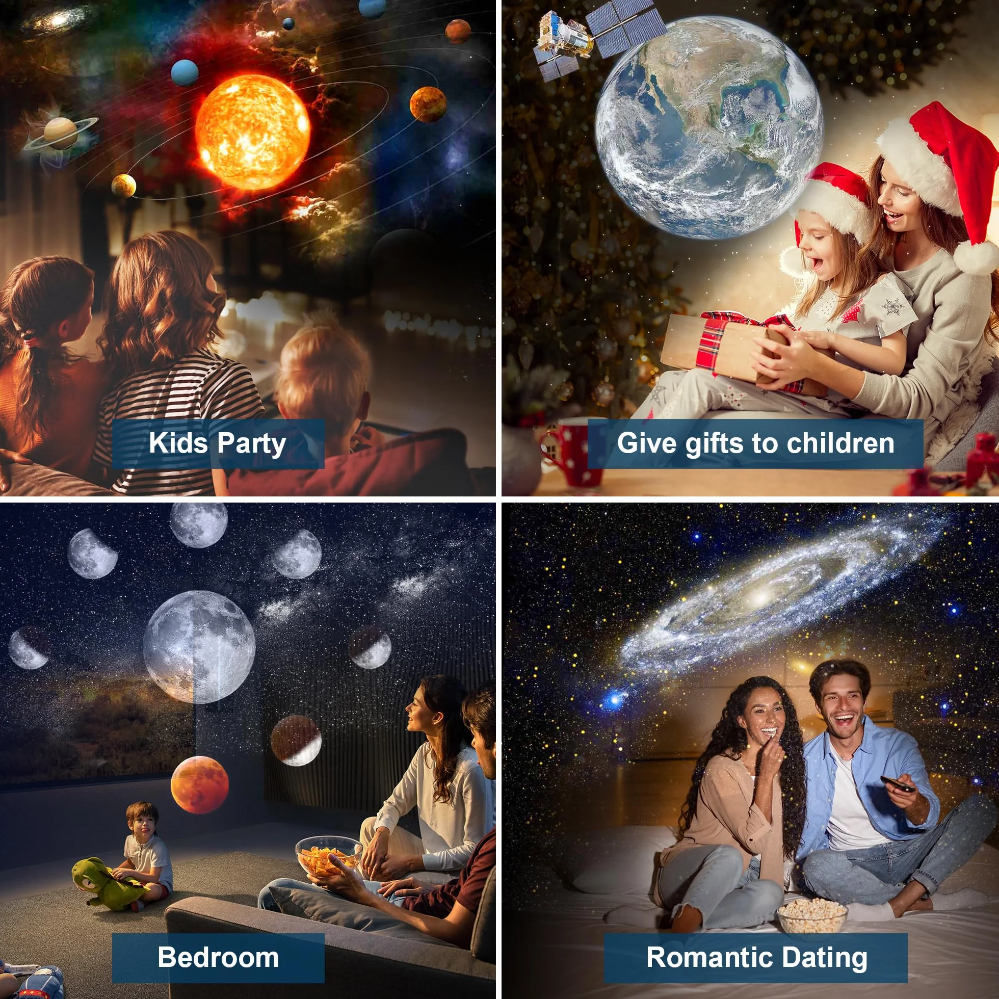 Mexllex Projektor gwiaździstego nieba, projektor gwiaździstego nieba do sypialni, 12 planet, projektor LED gwiaździstego nieba, dla dzieci i dorosłych, do sypialni, na imprezę, sufit
