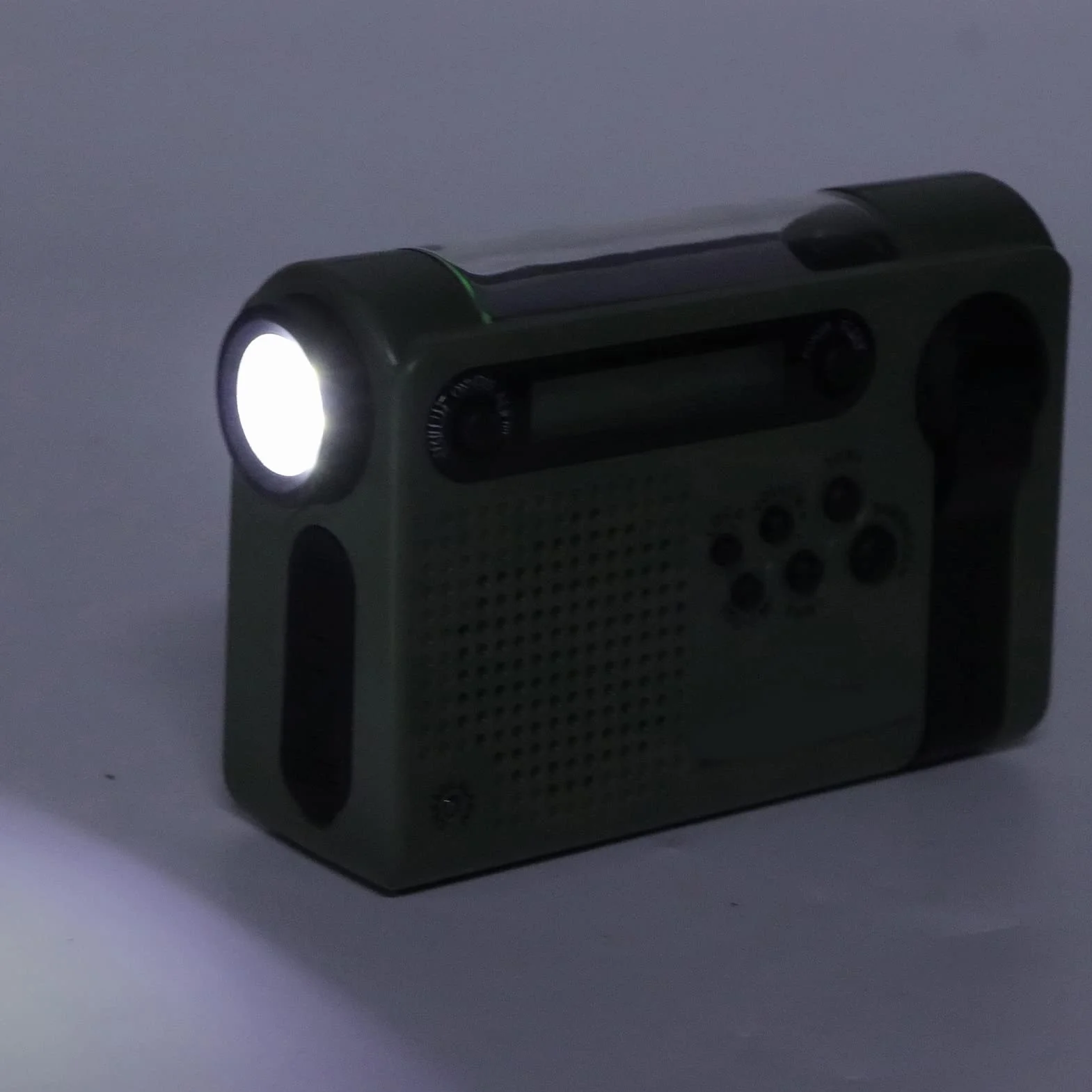 Radio Pełnozakresowe Słoneczne 0,7 W 3,0 V-4,2 V ABS SOS Alarm Turystyka Piesza Ciemnozielony