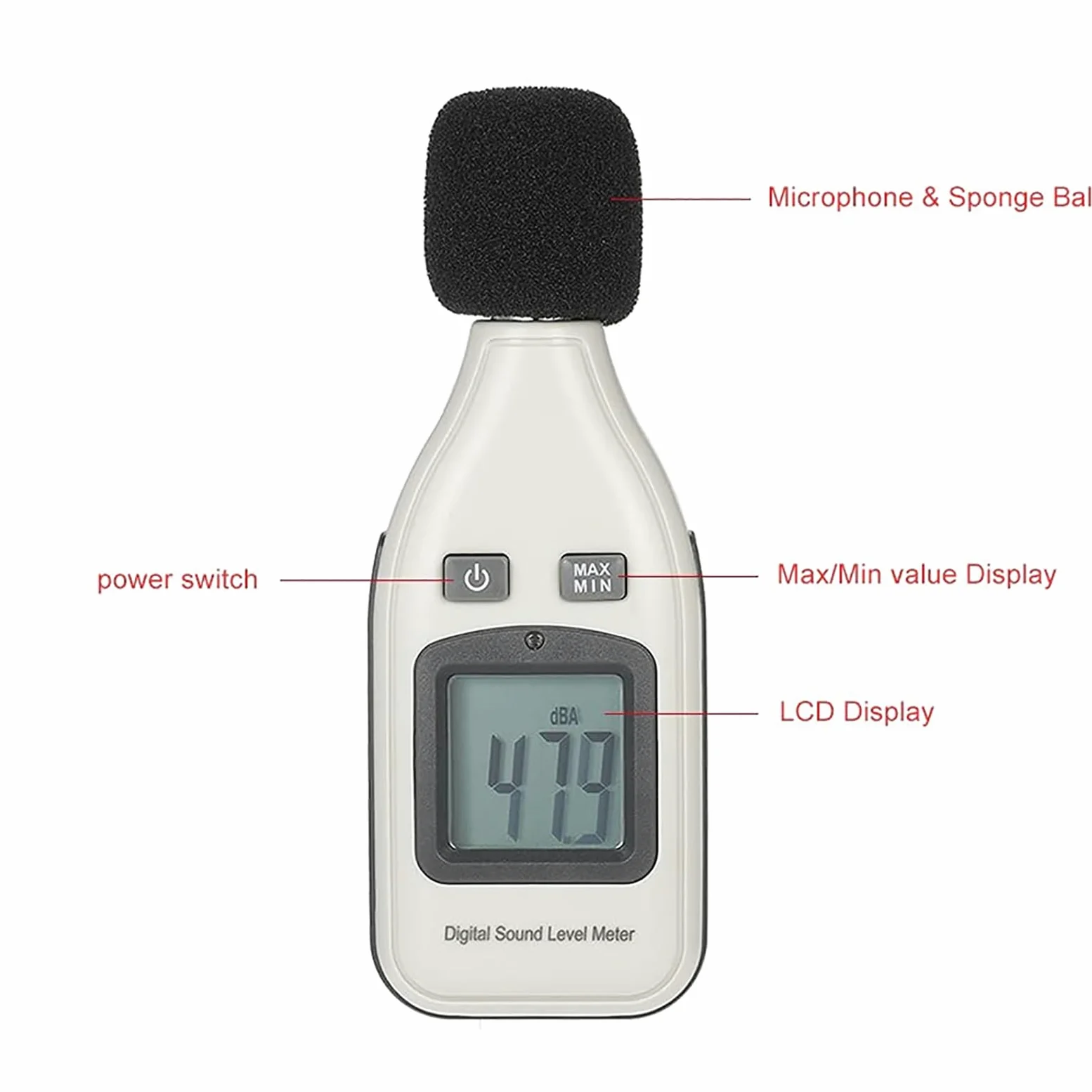 Cyfrowy Miernik Poziomu Dźwięku, Ręczne Narzędzie Pomiarowe Z Wyświetlaczem LCD, Zakres Pomiarowy Od 30 DB Do 130 DB, Funkcja Automatycznego Wyłączania Do Stosowania W Szkołach Warsztatowych
