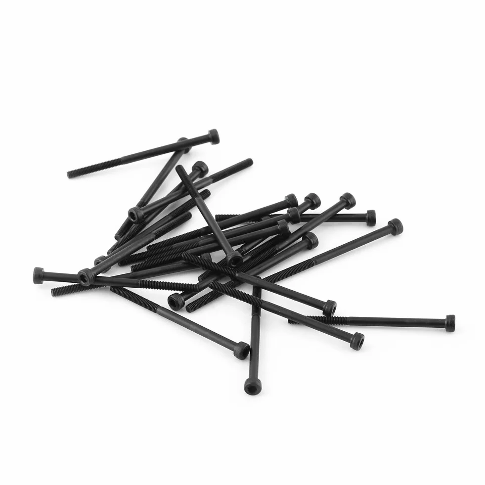 Zestaw śrub z łbem sześciokątnym M3 Black 12,9 stop, stal stopowa, DIN912, 4-50 mm, pełny gwint, gładkie wykończenie, M3 x 50 mm, 24 szt.