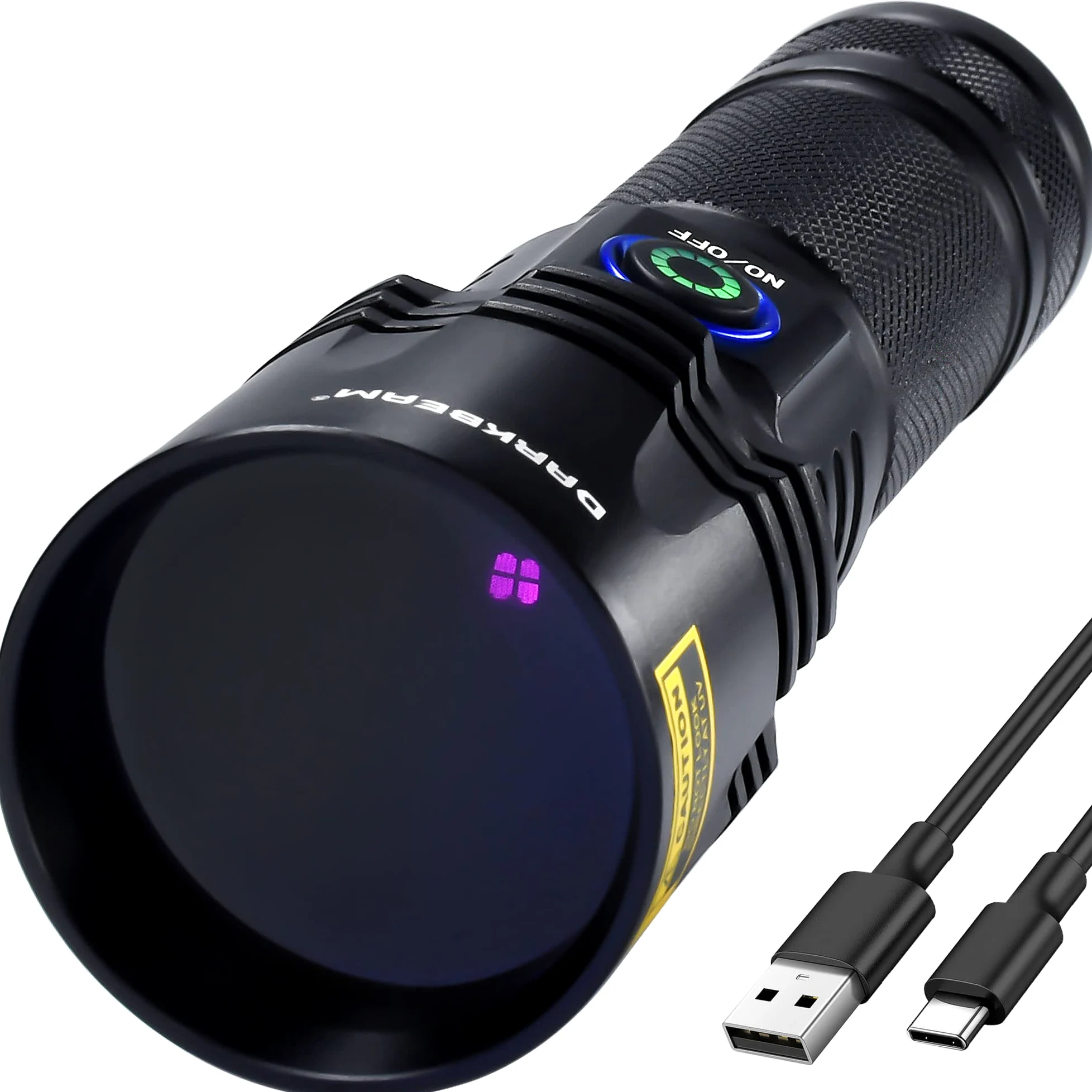 DARKBEAM Latarka UV 365 nm, czarne światło, lampa drewniana, ładowalna | latarka ultrafioletowa LED, mocny wykrywacz moczu dla zwierząt domowych, do skał, śledzenia krwi, szkła uranowego, wycieku
