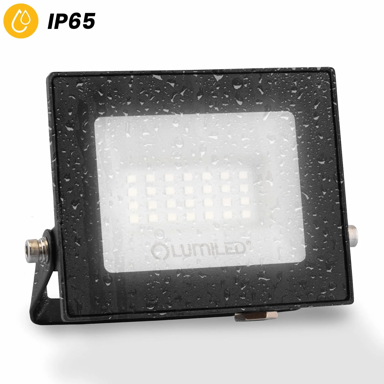 Lumiled Reflektor LED 20 W, super jasny, 1800 lm, reflektor LED, do użytku na zewnątrz, IP65, wodoszczelny, 6500 K, zimna biel, reflektor czarny