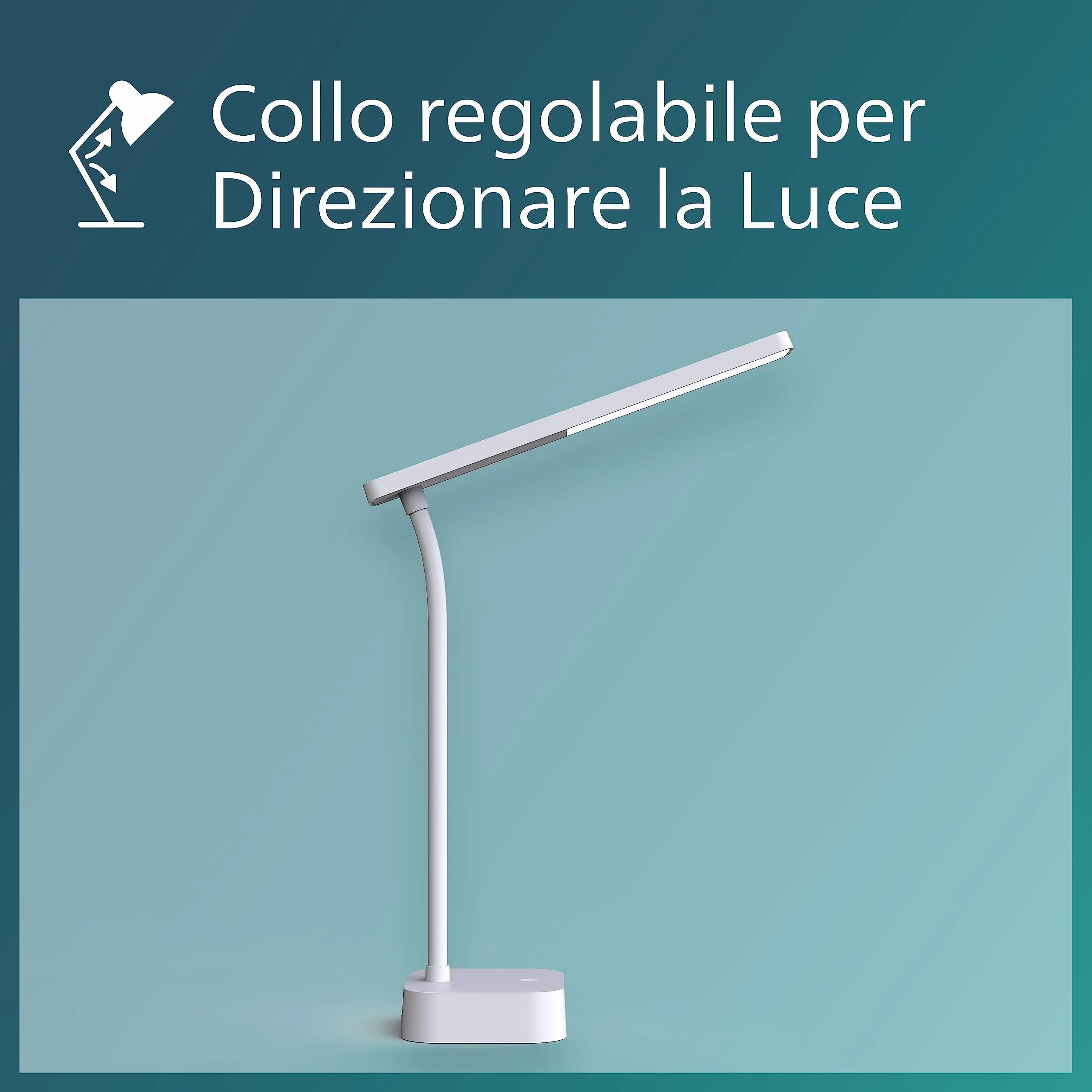 Philips LED Lampka biurkowa Performance Tilpa DSK212, 5 W, 5000 K, biała, możliwość przyciemniania, USB
