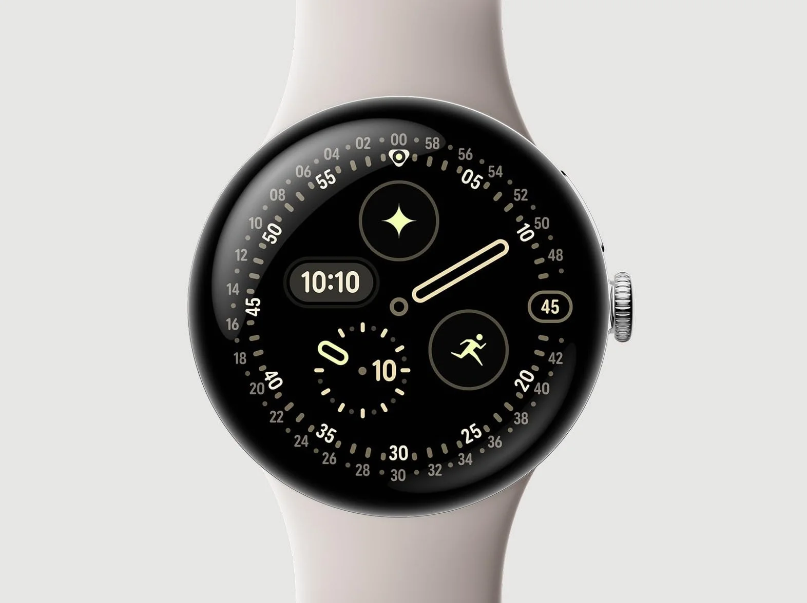 Google Pixel Watch 4 (41 mm) - Smartwatch z systemem Android, pełne śledzenie danych zdrowotnych i fitness - polerowana srebrna obudowa - sportowy pasek z porcelany - Wi-Fi