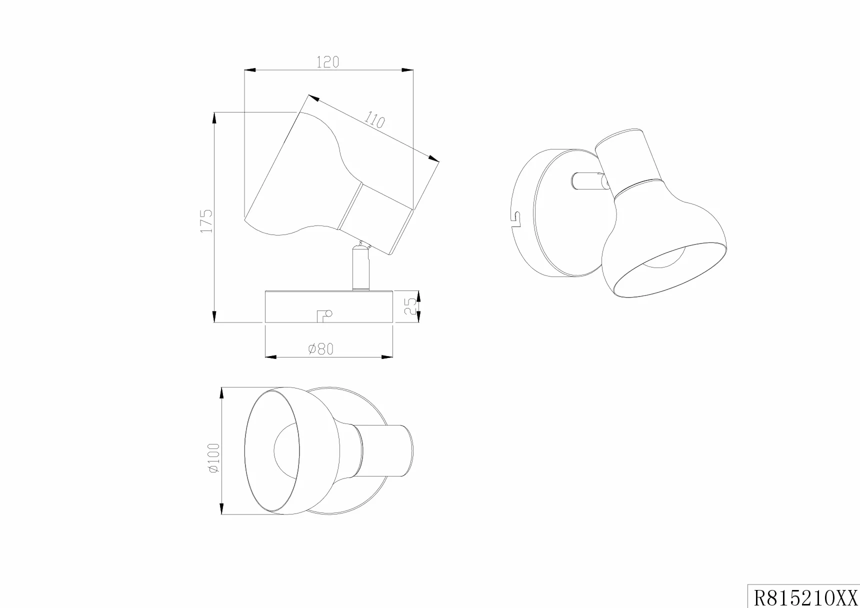 Reality Leuchten lampa punktowa ścienna Latika R81521032, metal czarny matowy, imitacja drewna, bez 1 x E14