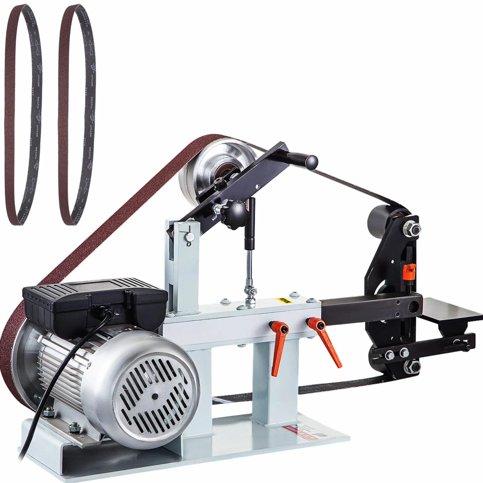 VEVOR Szlifierka taśmowa 1500 W, rozmiar paska 5,08 x 208,28 cm, stała prędkość 2800 obr./min, szlifierka taśmowa z różnymi rodzajami szlifowania, do polerowania narzędzi, metalu, drewna, akrylu