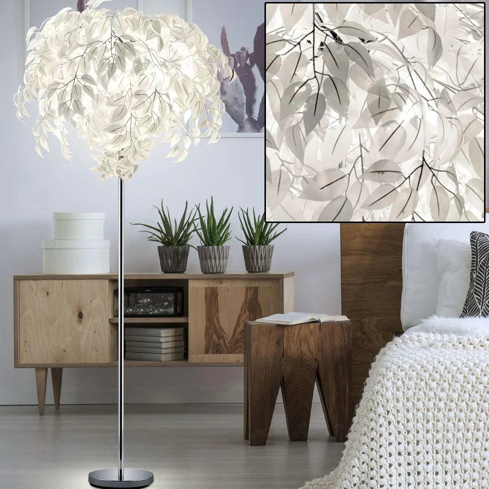 Reality Leuchten Leavy Lampa Stojąca, Biały, 70 x 70 x 180 cm