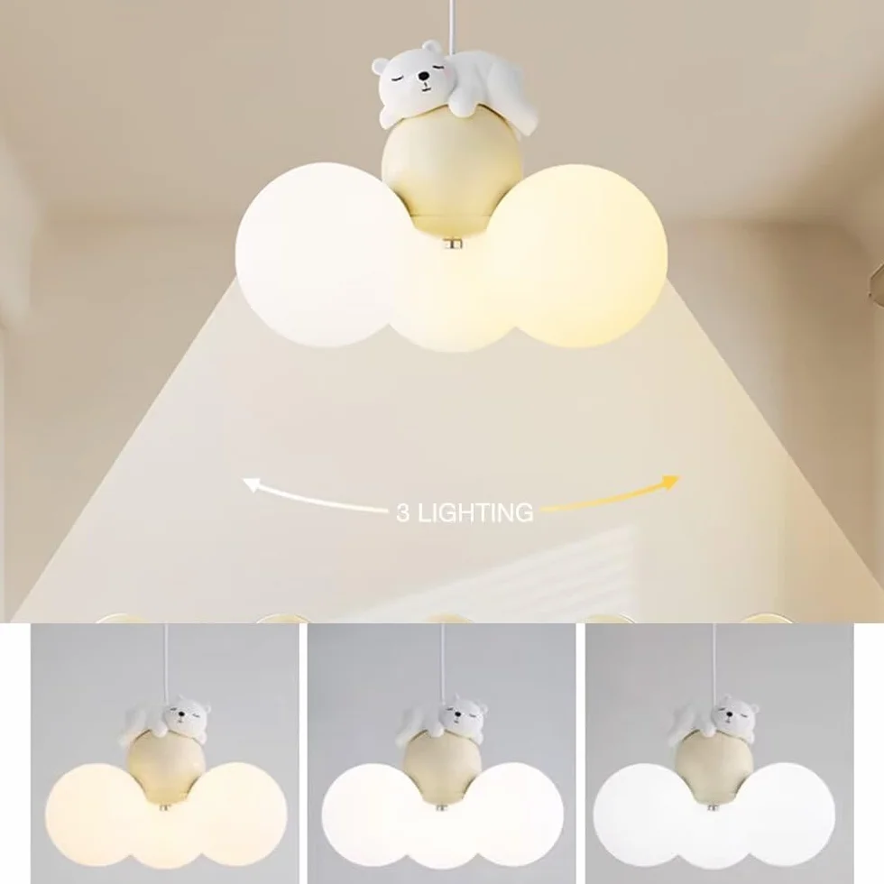 Lampa wisząca LED kreskówka balon śpiący niedźwiedź żyrandol sufitowy do pokoju dziecięcego