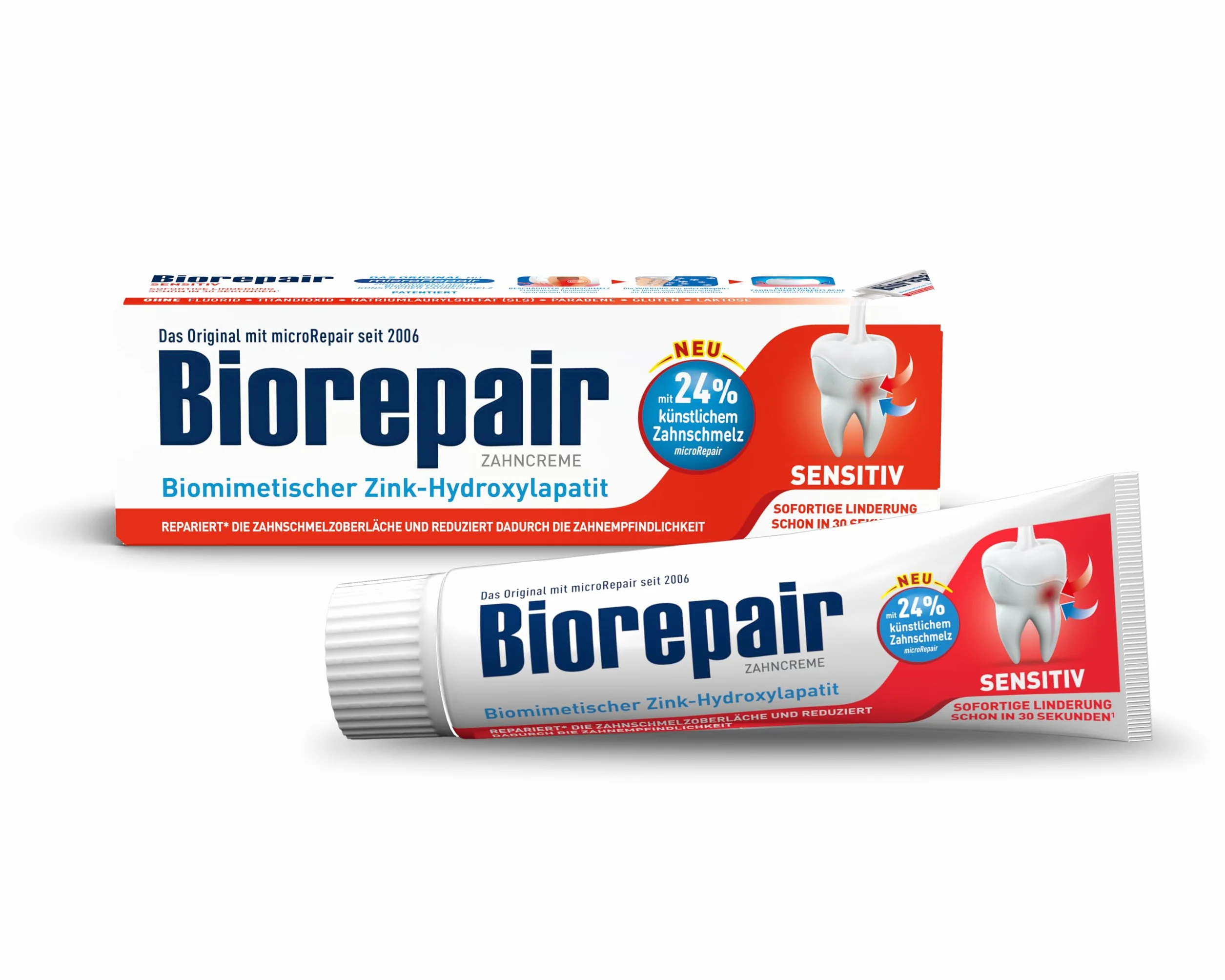 Biorepair Sensitiv Pasta do zębów – ochrona szkliwa zębów i zmniejsza wrażliwość na ból – bez fluoru – delikatna pielęgnacja wrażliwych zębów – 75 ml (1)