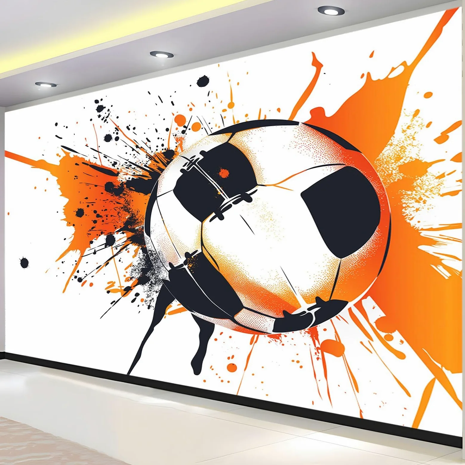 Fototapeta, piłka nożna, farba rozpryskowa, 250 x 175 cm, flizelina, tapeta 3D, nowoczesny salon, sypialnia, artystyczny plakat, mural tapeta