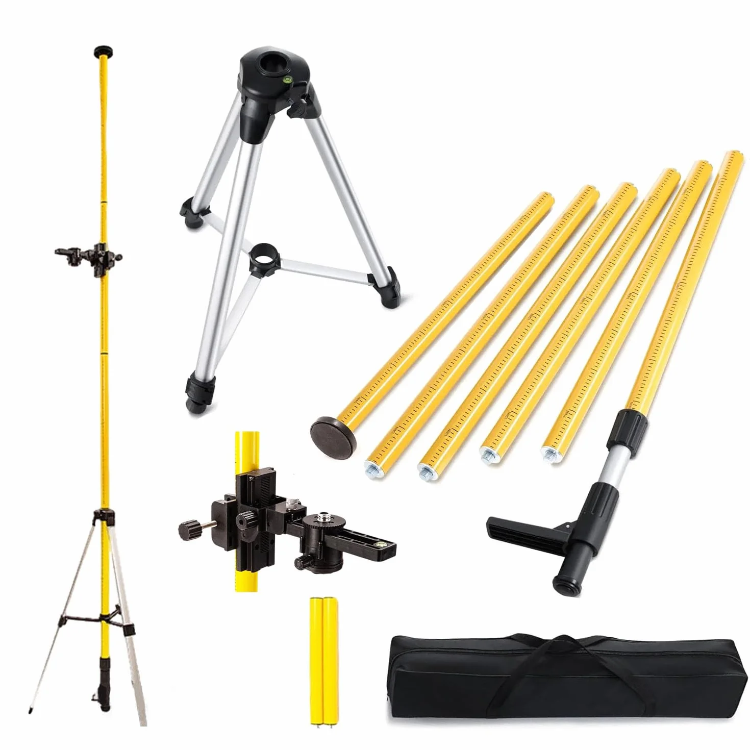 Statyw do lasera, trójnożny poziomujący, gwint 1/4"-20 5/8"-11, regulacja wysokości 700-3600 mm, zintegrowane urządzenie poziomujące, statyw do dużych obciążeń, aluminiowy trójnogi, z wysuwanym