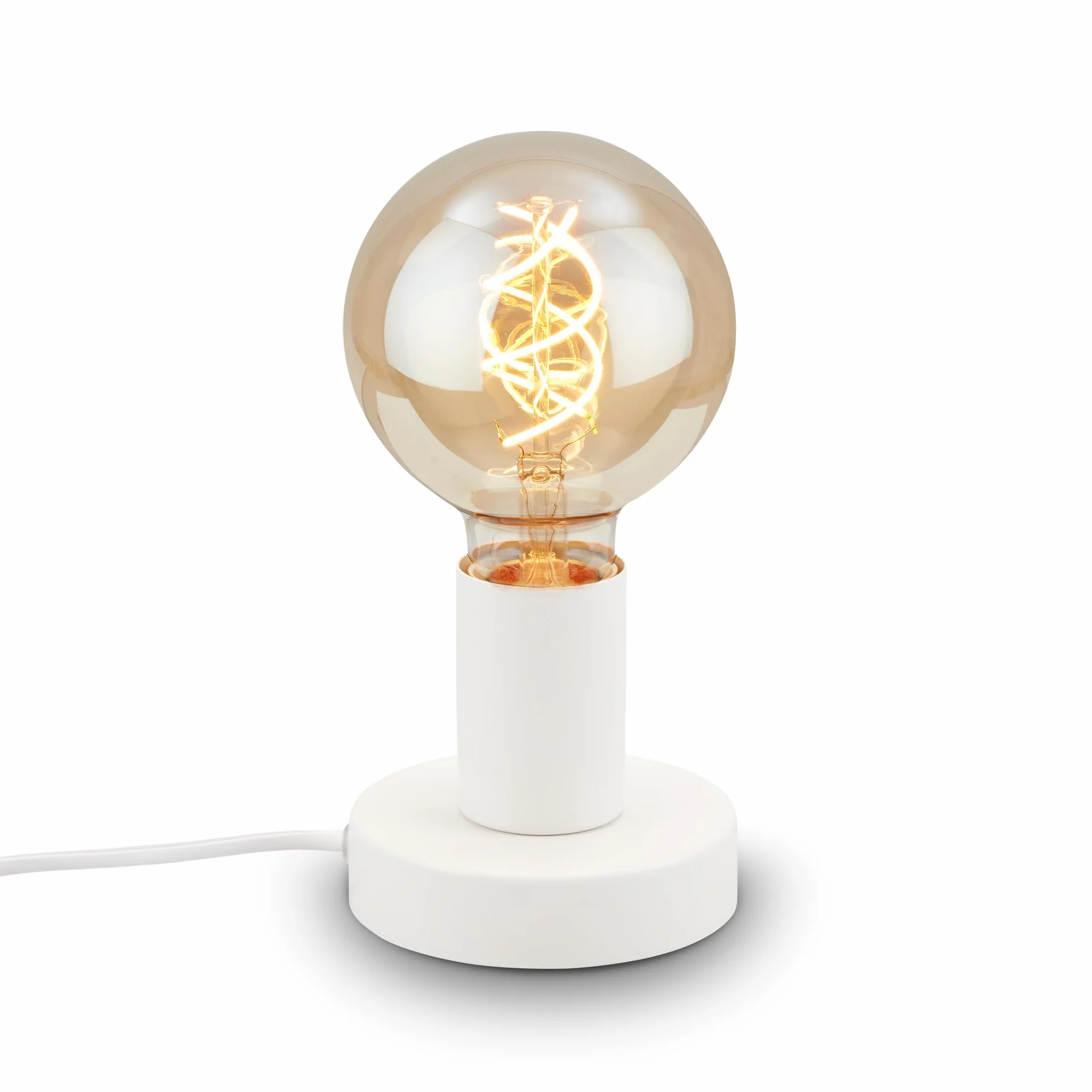 Briloner Leuchten - Lampa stołowa, lampa stołowa, lampka nocna, 1x E27, maks. 10 W, w zestawie przełącznik kablowy, biała, 100x90mm (śr. x wys.)