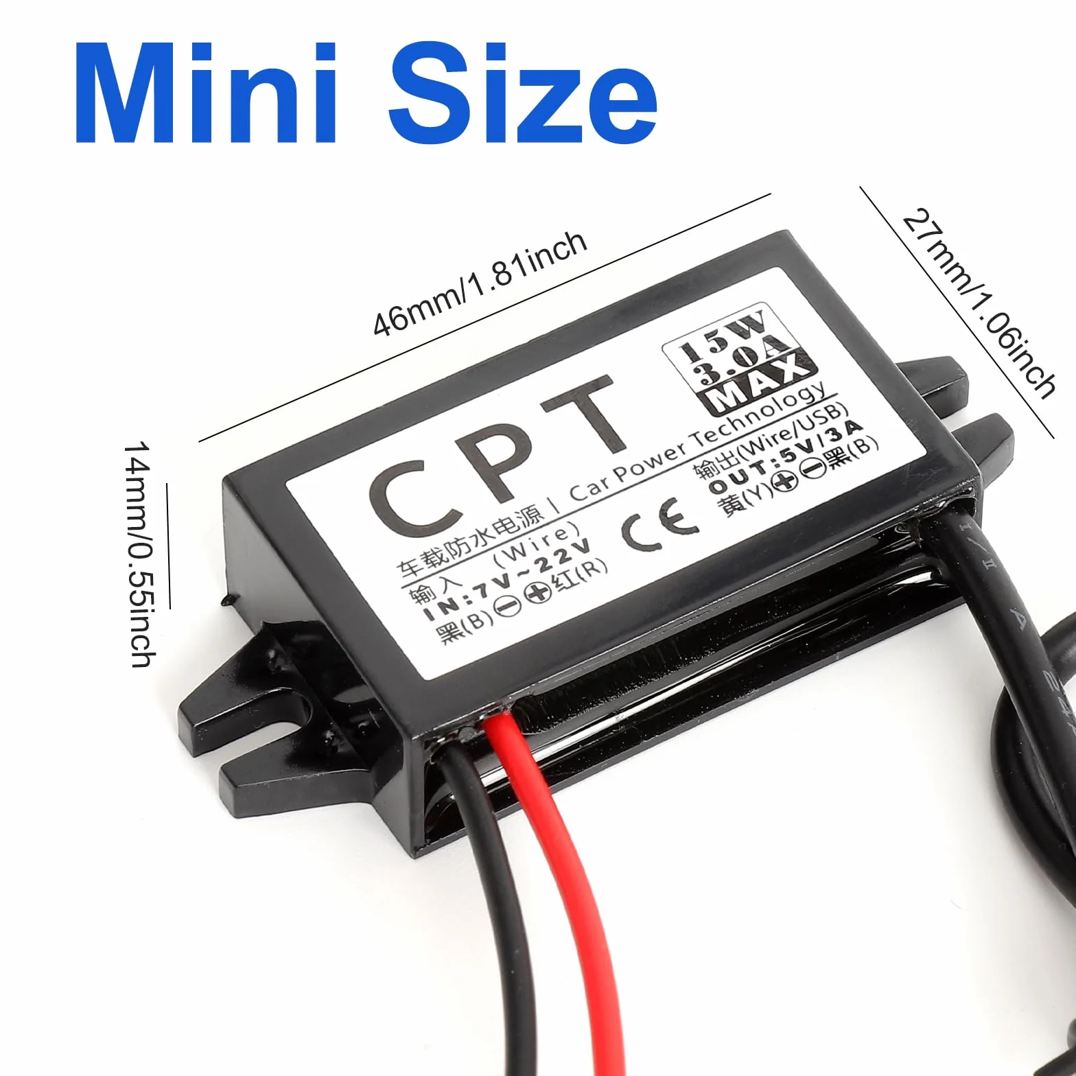 USB Adapter 12V na 5V Konwerter DC DC Buck Regulator Napięcia 7V-22V 3A 15W do Samochodu Motocykla GPS Monitoringu