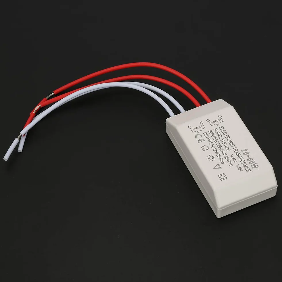 YUYTE Elektroniczne Napięcie Transformatora Zasilnik 220 V do 12 V 20-60W z Ultra cienką skorupą do Halogenowych Kubków Lampy G4