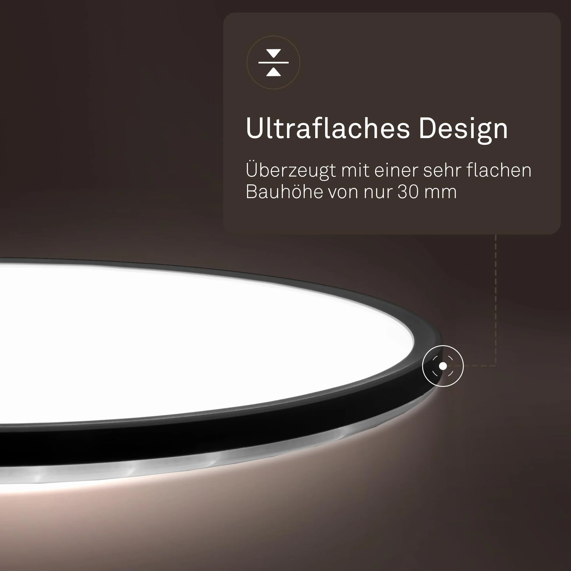B.K.Licht - Panel LED z oświetleniem pośrednim, płaska forma i neutralne białe światło, klasa IP44, lampa sufitowa do łazienki, salonu oraz kuchni, 42 x 3 cm, czarny